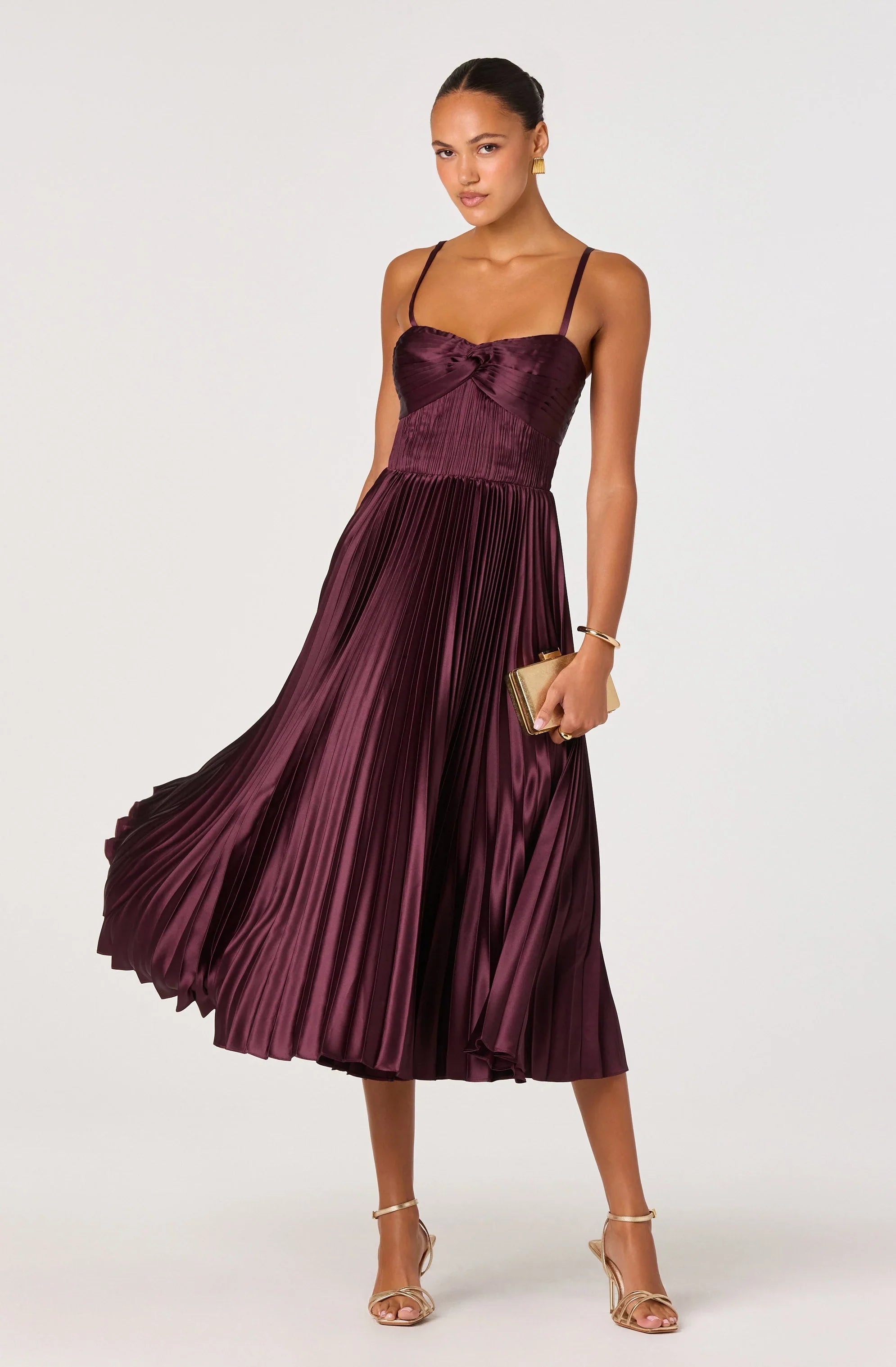 Lbruh Ascella Sweetheart Pleated Midi Dress