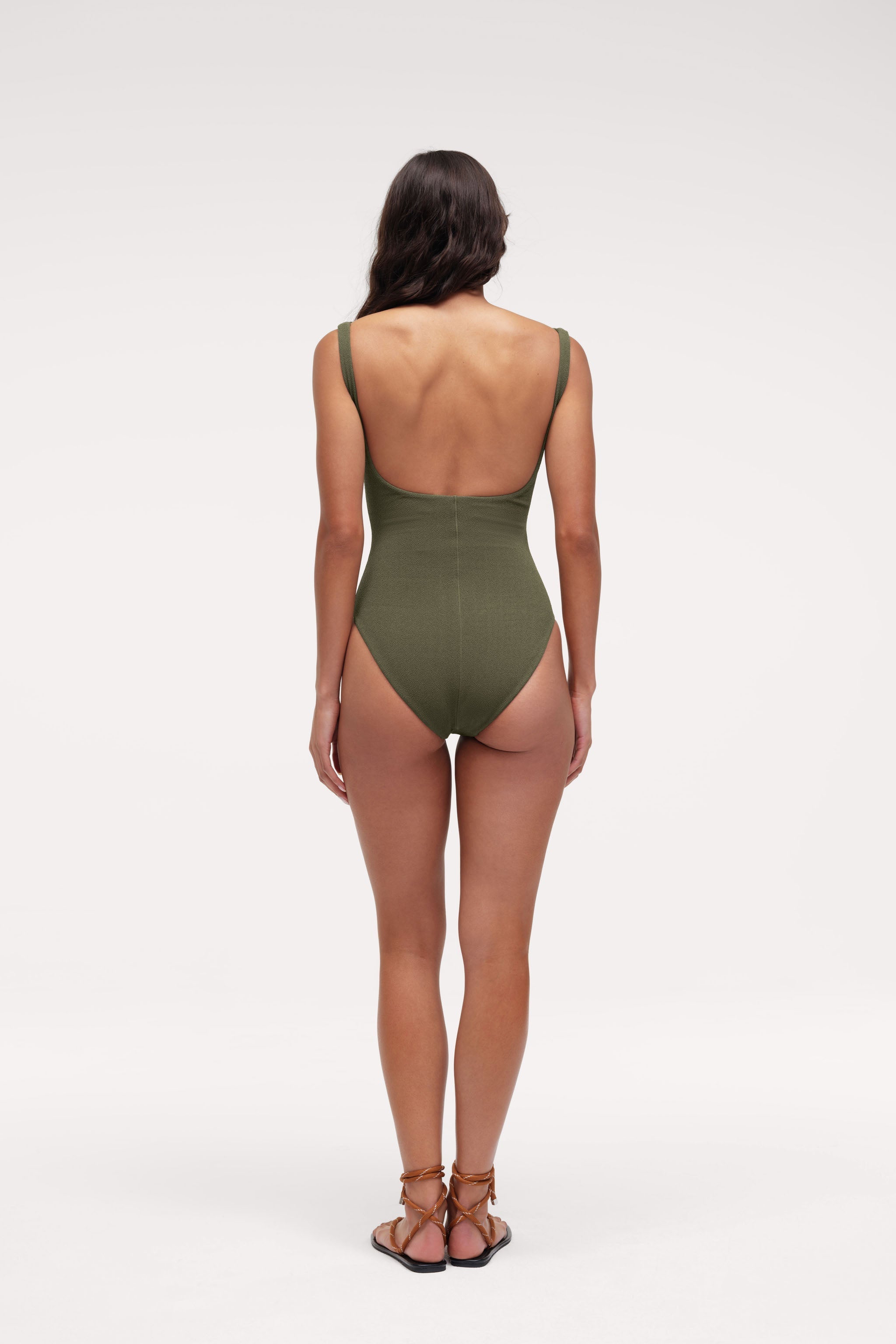 Square Neck One Piece | Darkest Olive