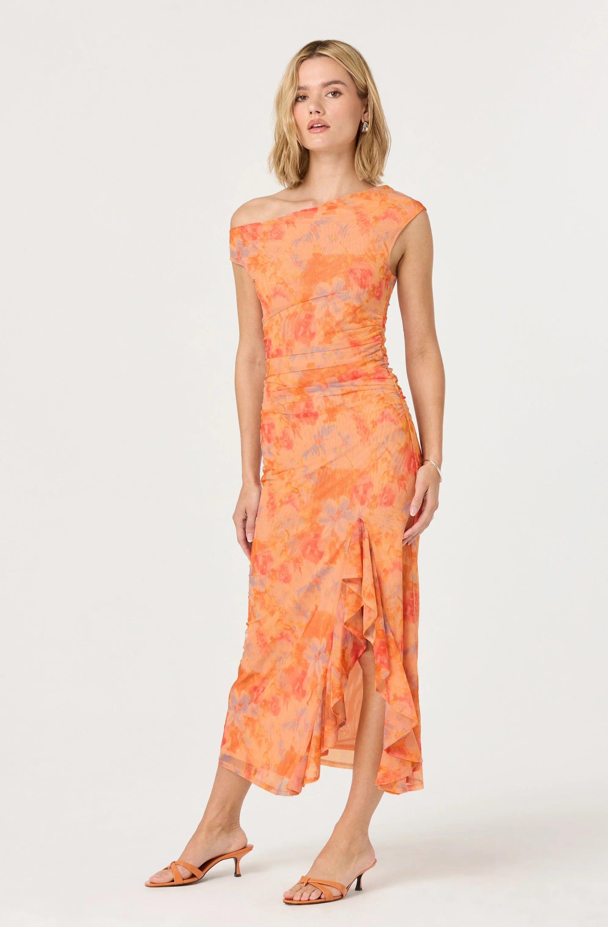 Lbruh Off Shoulder Ruffle Midi Dress