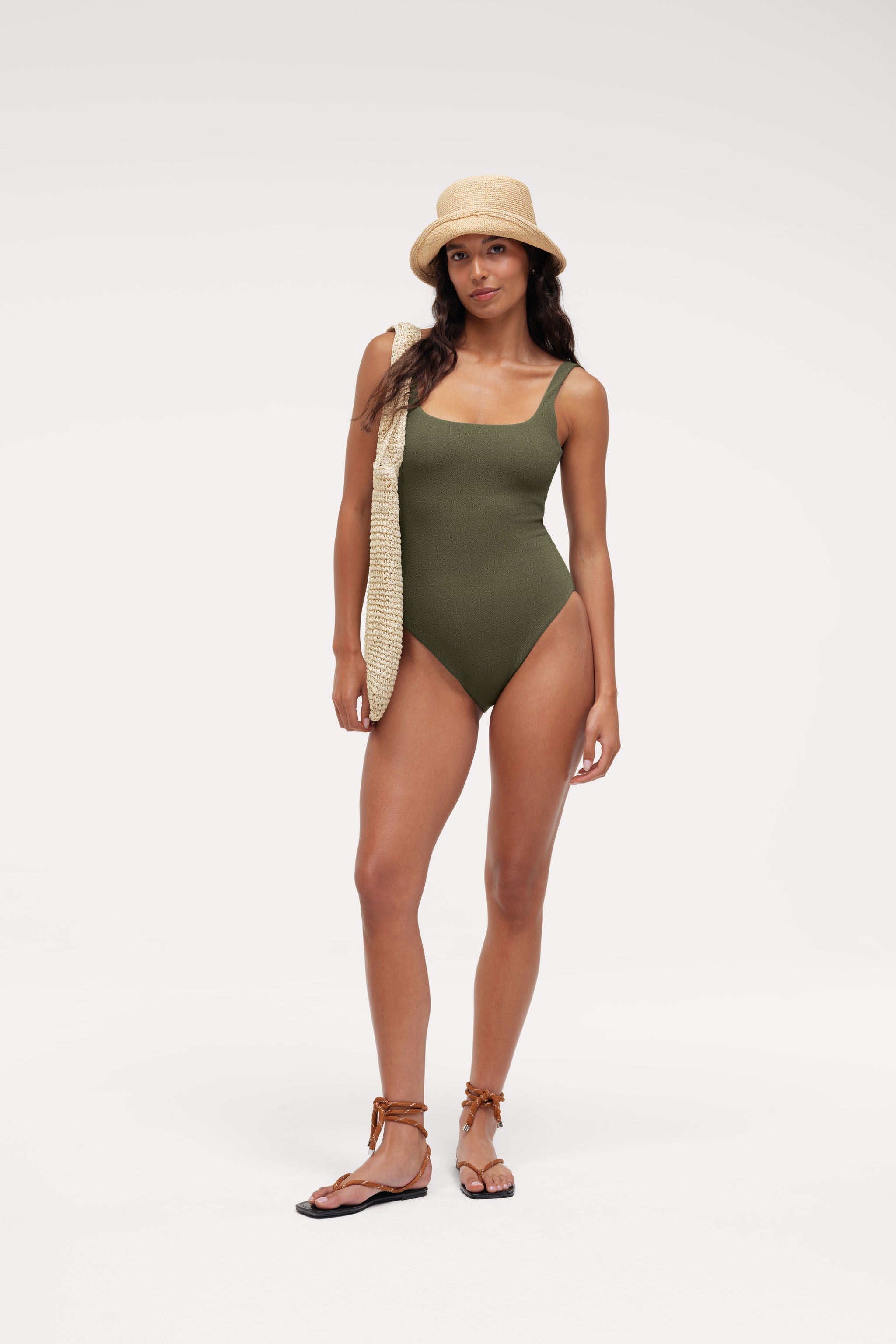 Square Neck One Piece | Darkest Olive