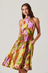 Lbruh Kalia Halter Floral Midi Dress