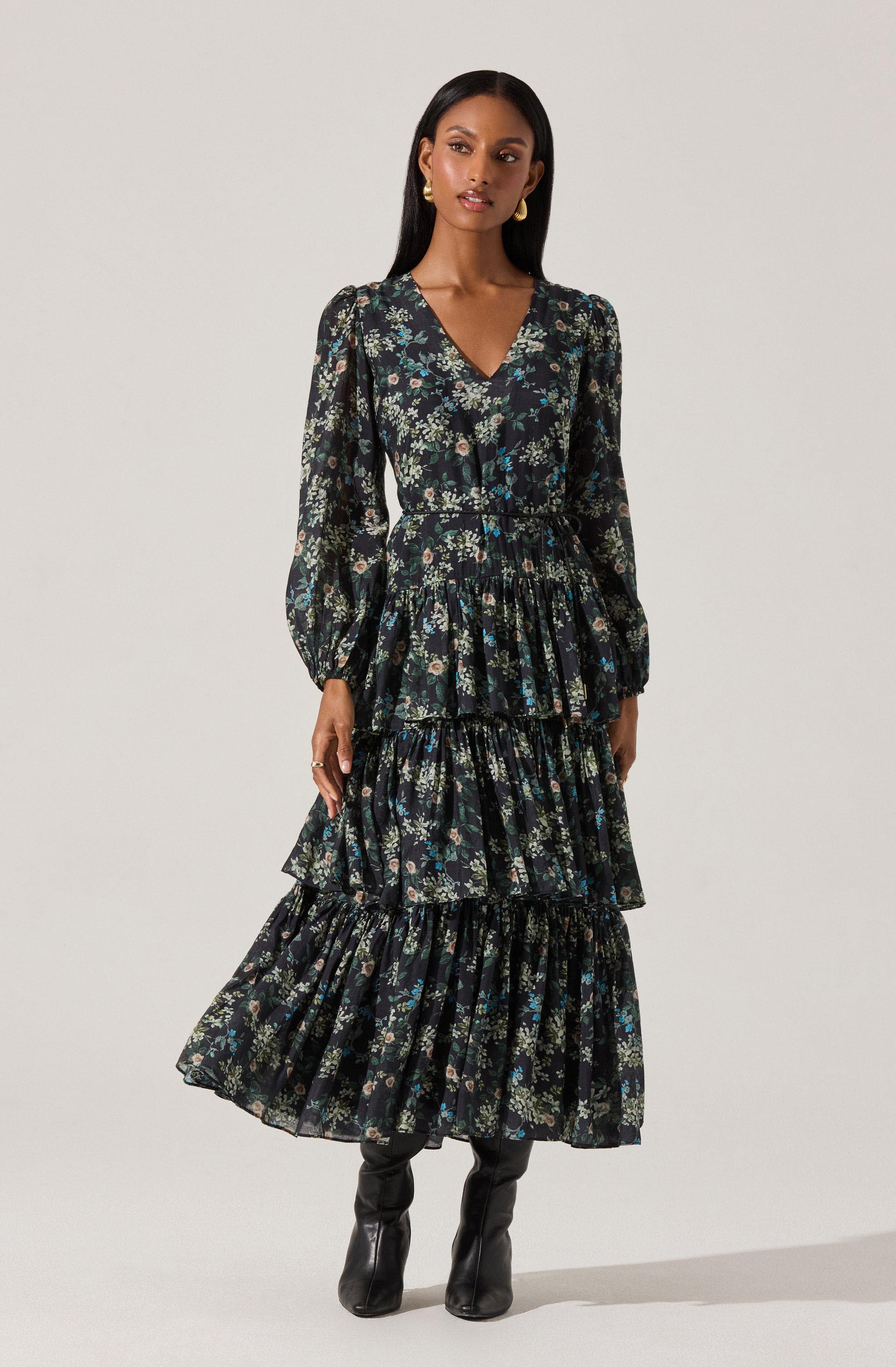 Lbruh Franchesca Tiered Ruffle Floral Maxi Dress