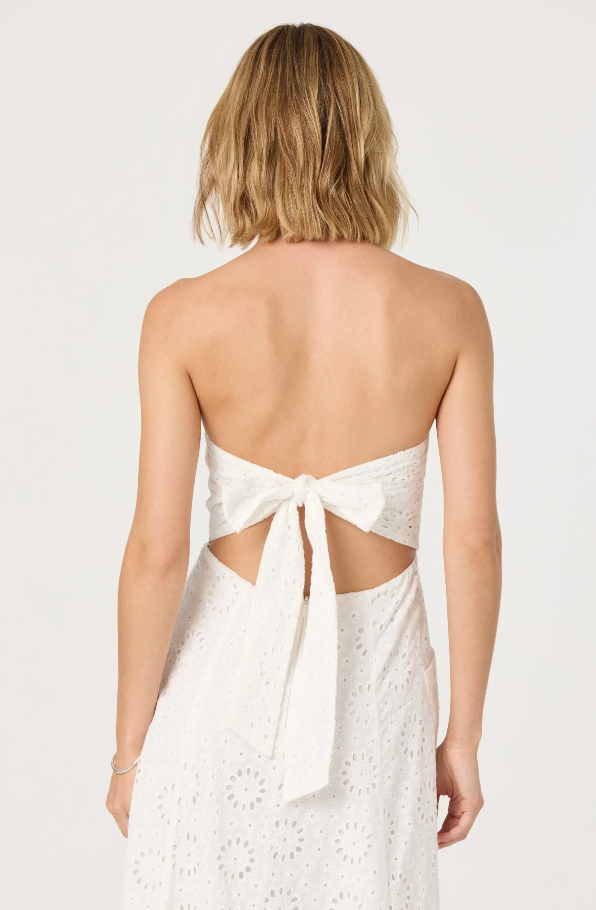 Lbruh Eyelet Strapless Midi Dress