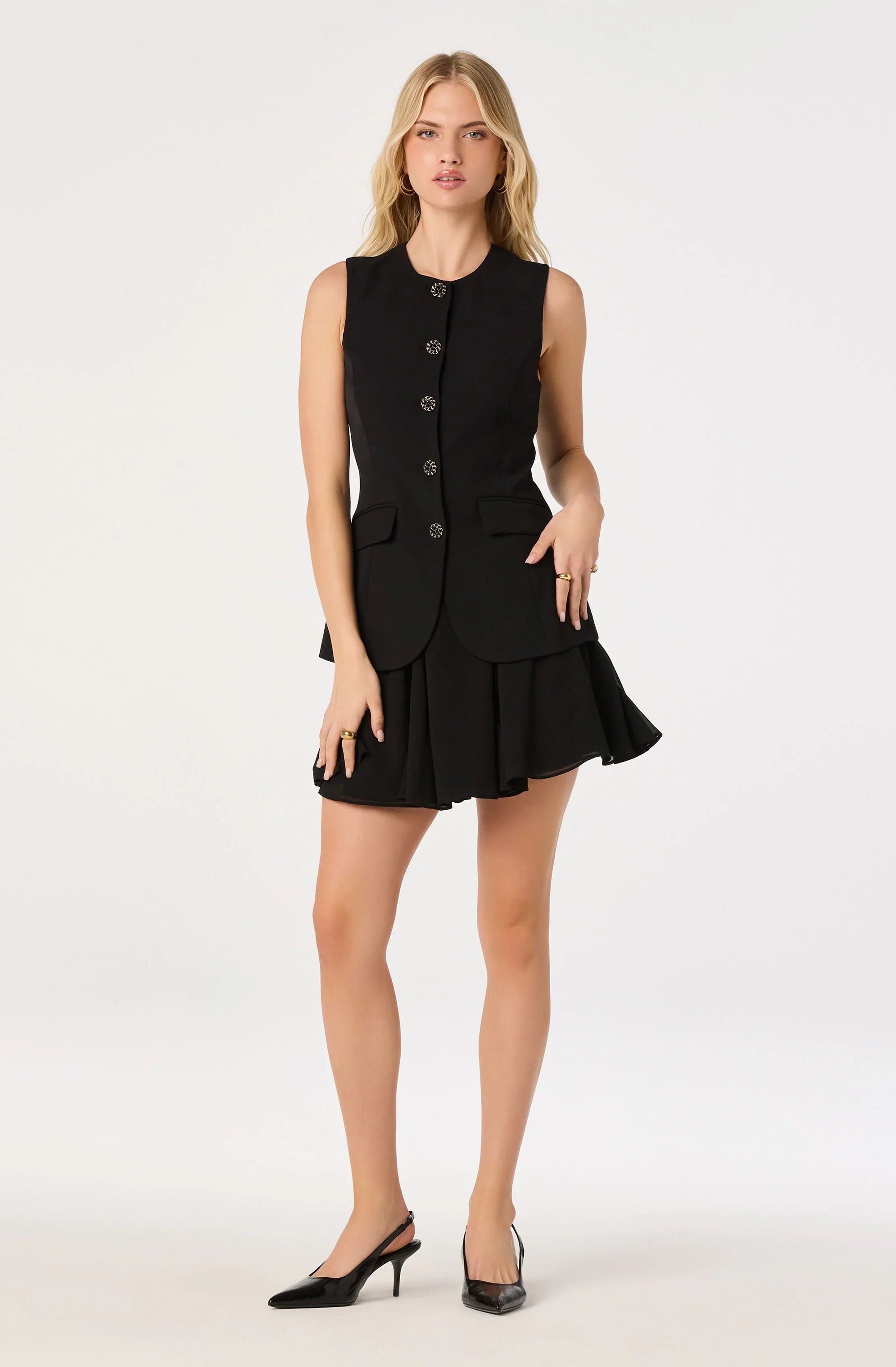 Lbruh Christen Button-Front Vest Mini Dress