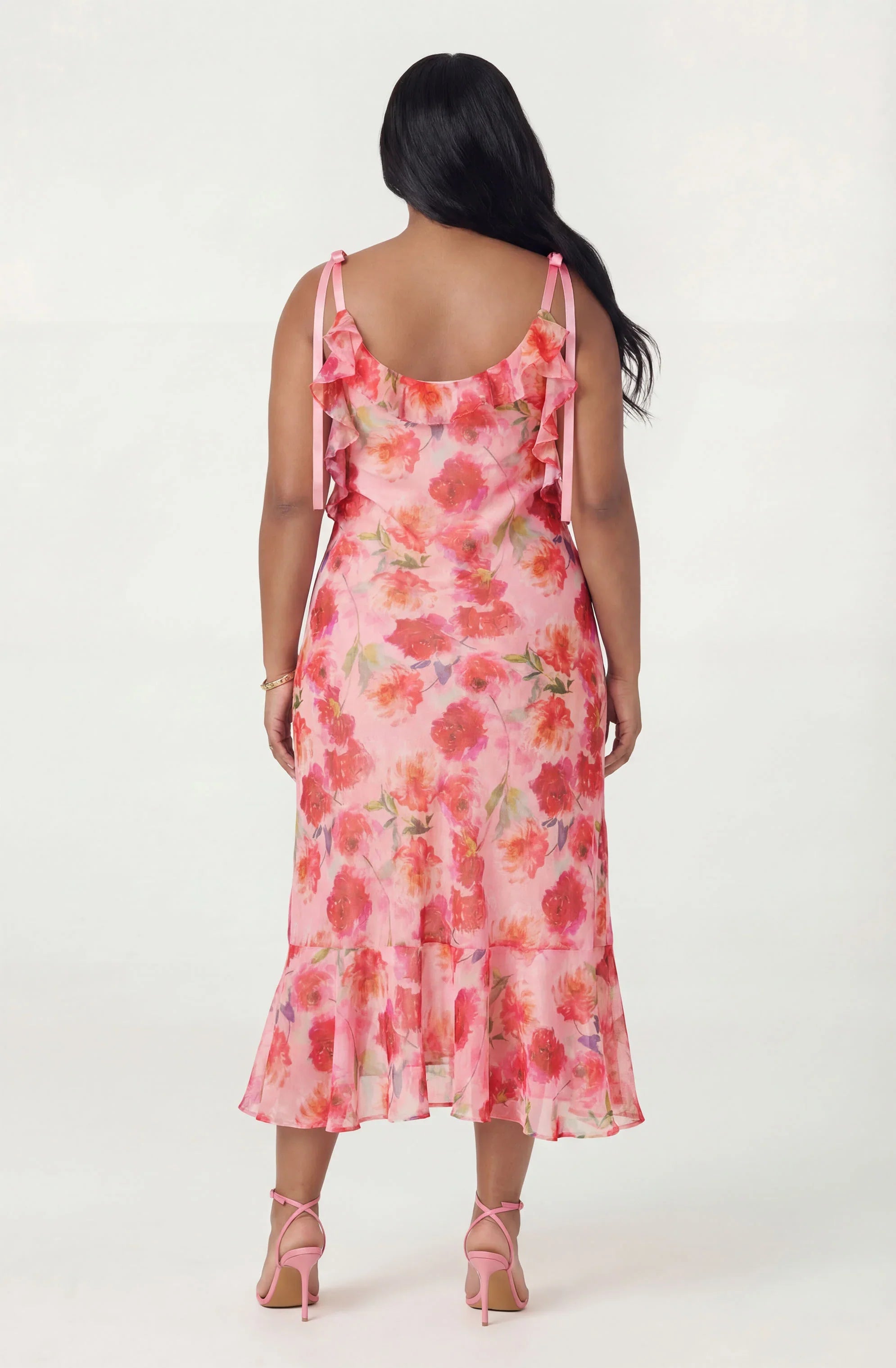 Inixyf Nissa Floral Ruffle Midi Dress