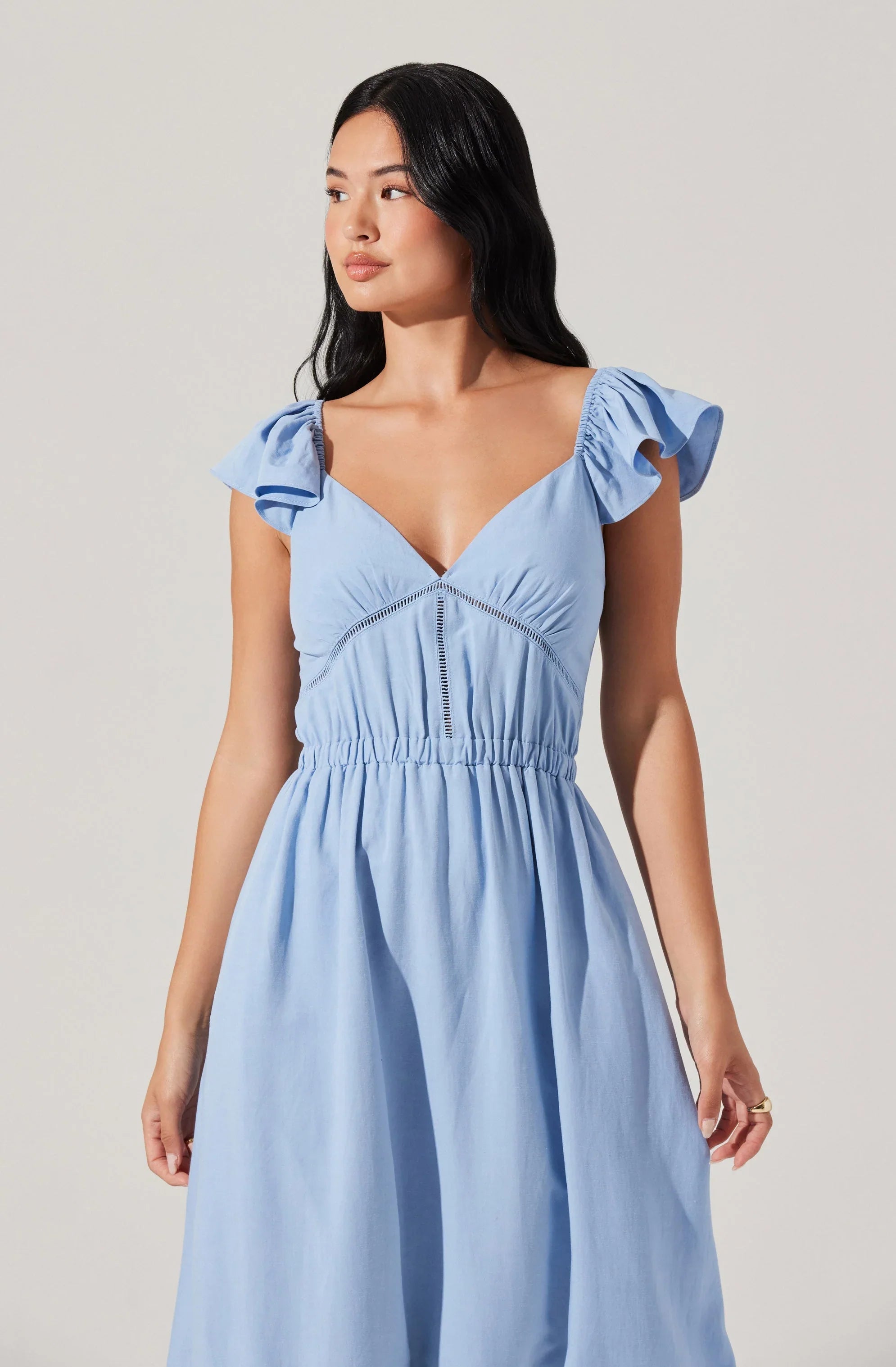 Lbruh Odeletta Embroidered Floral Trim Midi Dress