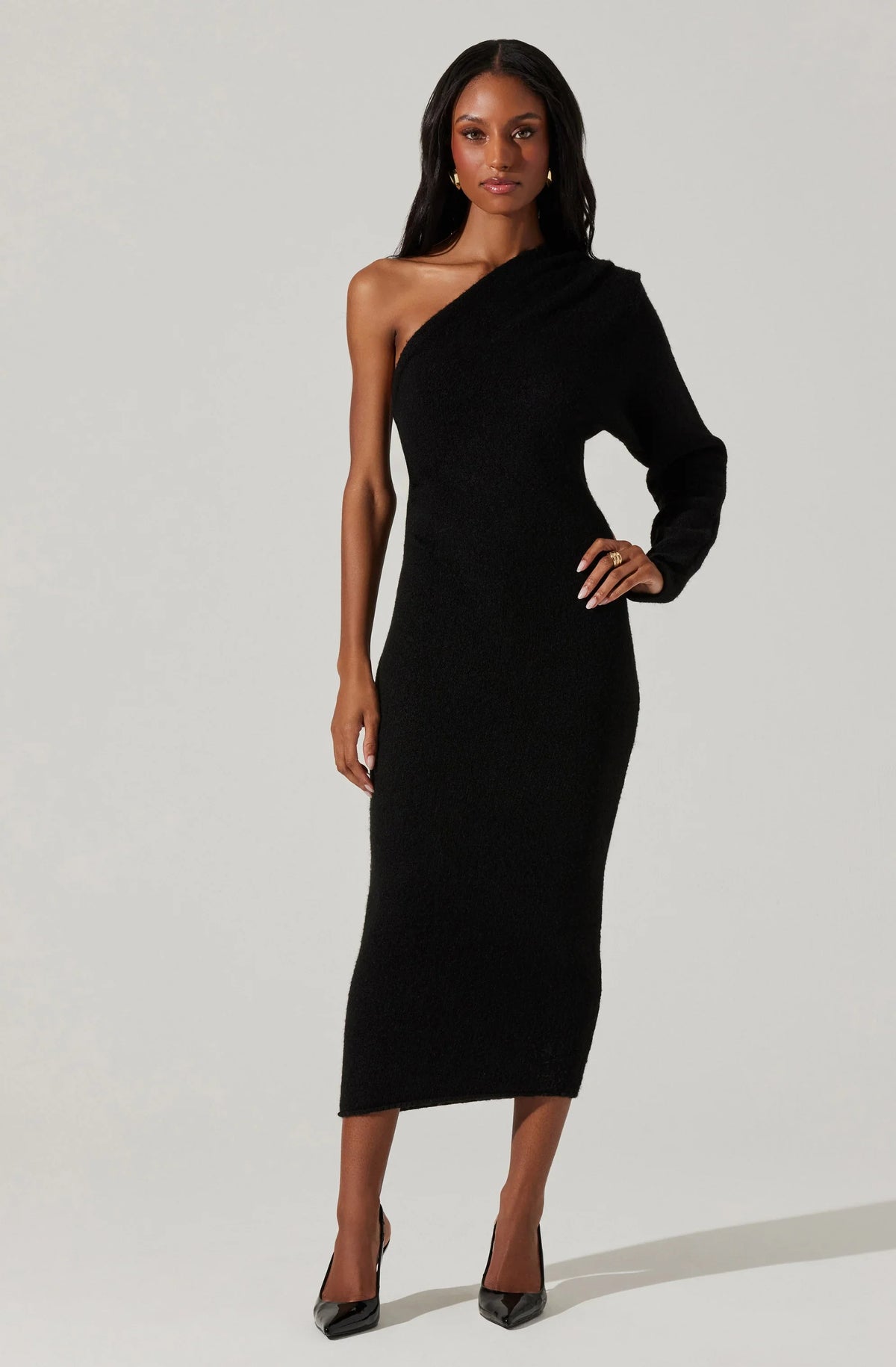 Lbruh Finola One Shoulder Midi Sweater Dress
