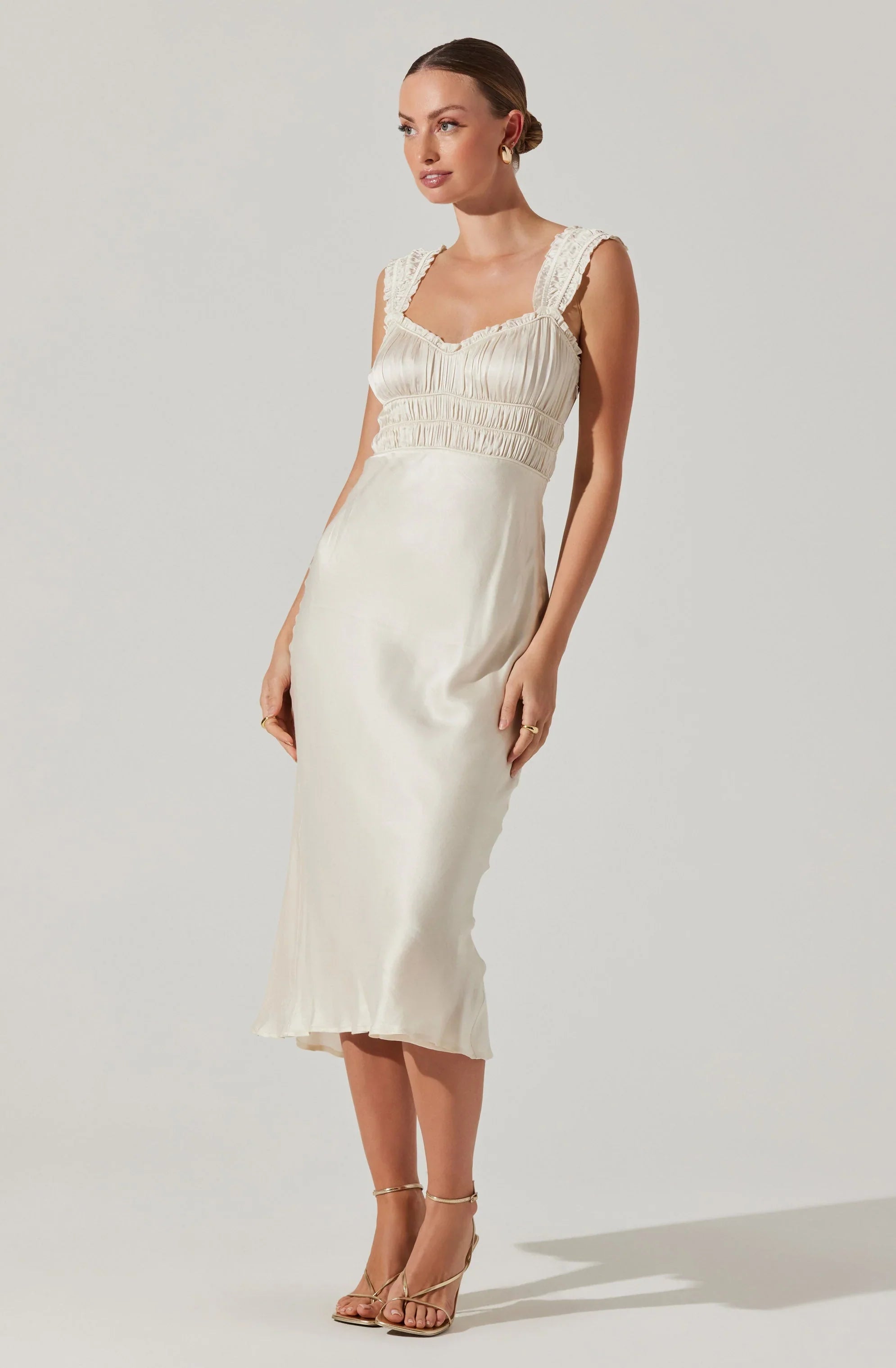 Lbruh Enola Satin Smocked Midi Dress