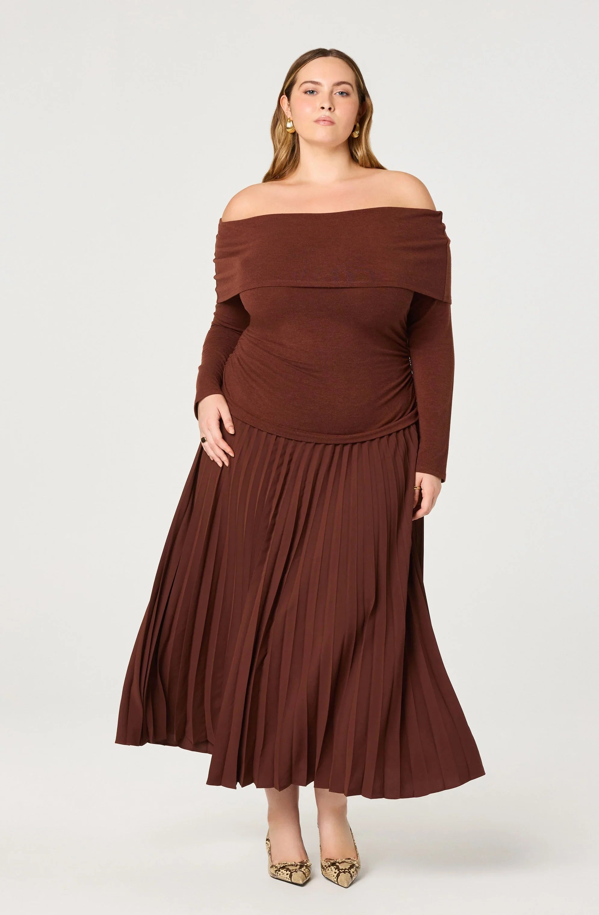 Lbruh Tanaia Pleated Mixed Media Maxi Dress