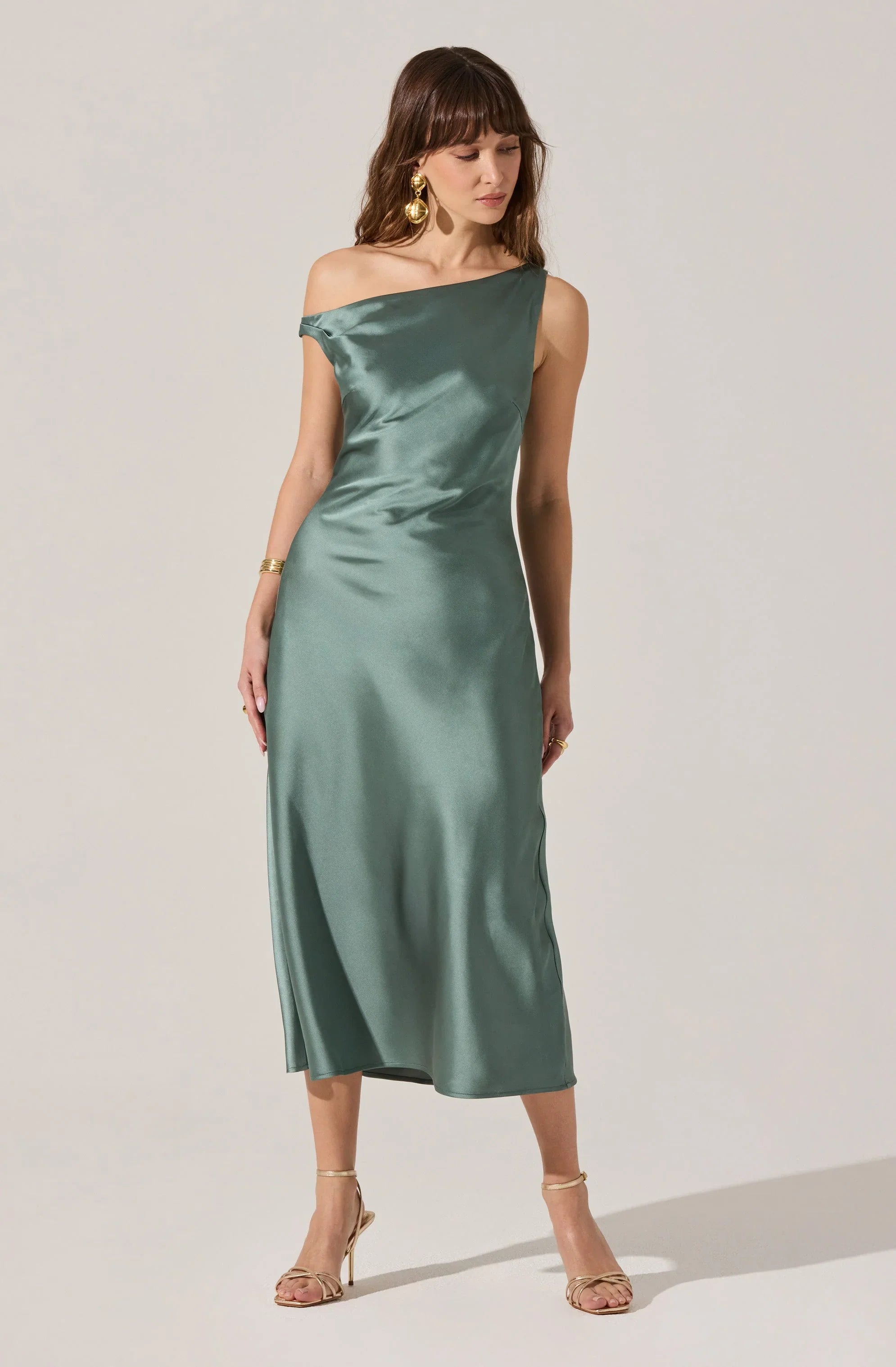 Lbruh Elain Satin Off Shoulder Midi Dress