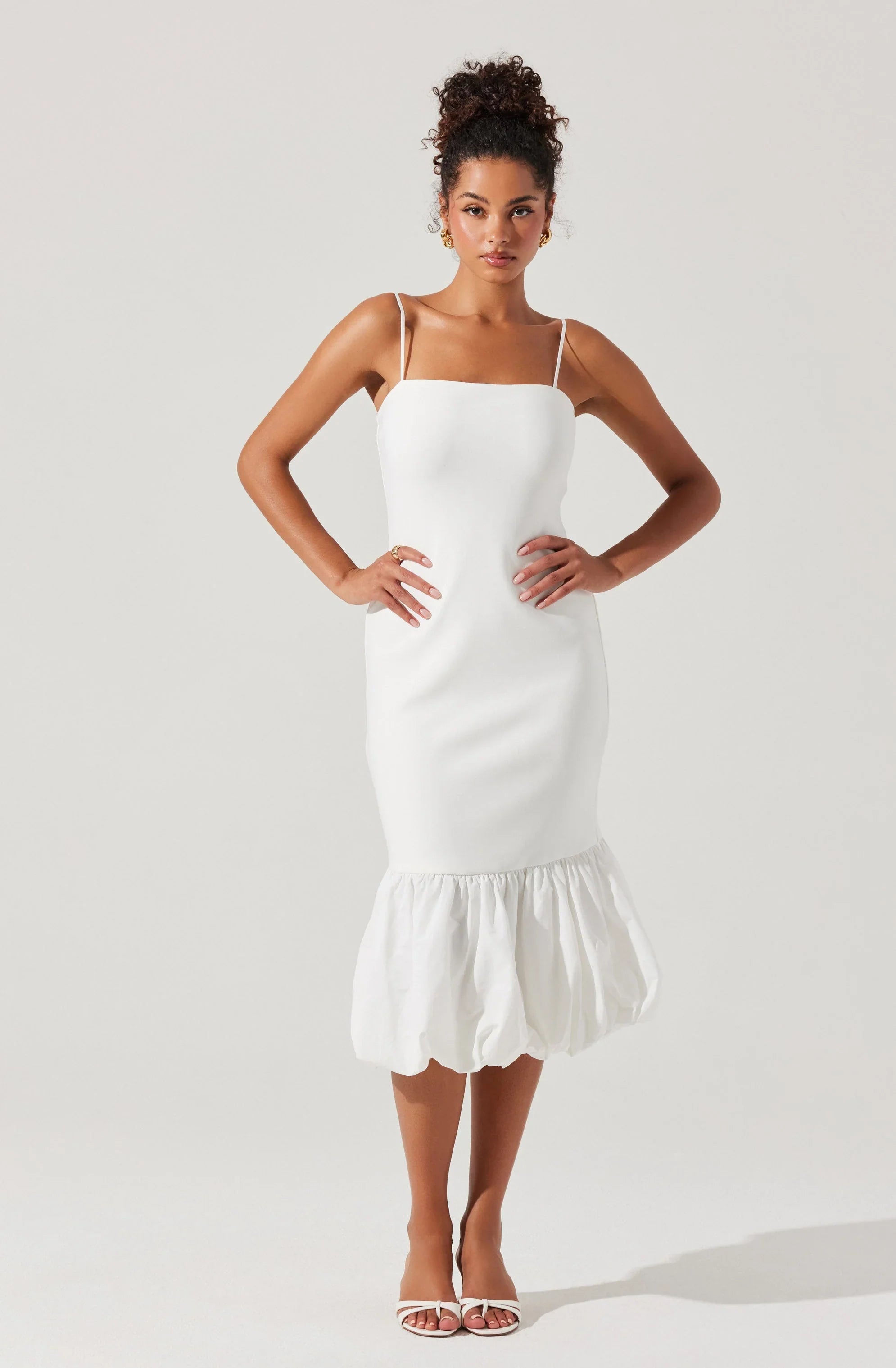 Lbruh Brittnea Bodycon Bubble Hem Midi Dress