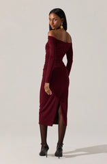 Lbruh Lovinia Ruched Off Shoulder Midi Dress