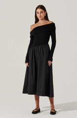 Lbruh Mixed Media Off Shoulder Dress