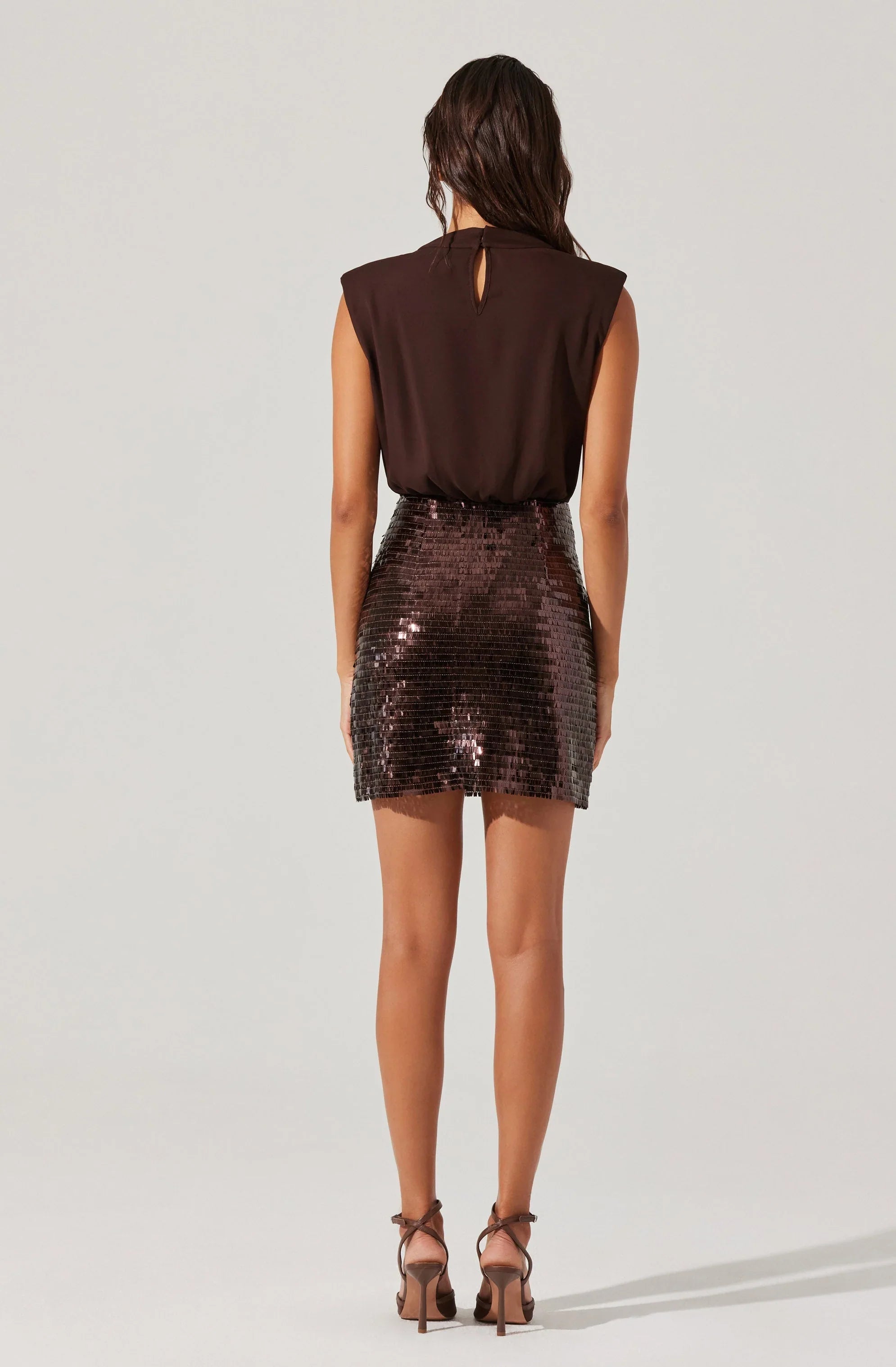 Lbruh Sequin Mixed Media Mini Dress