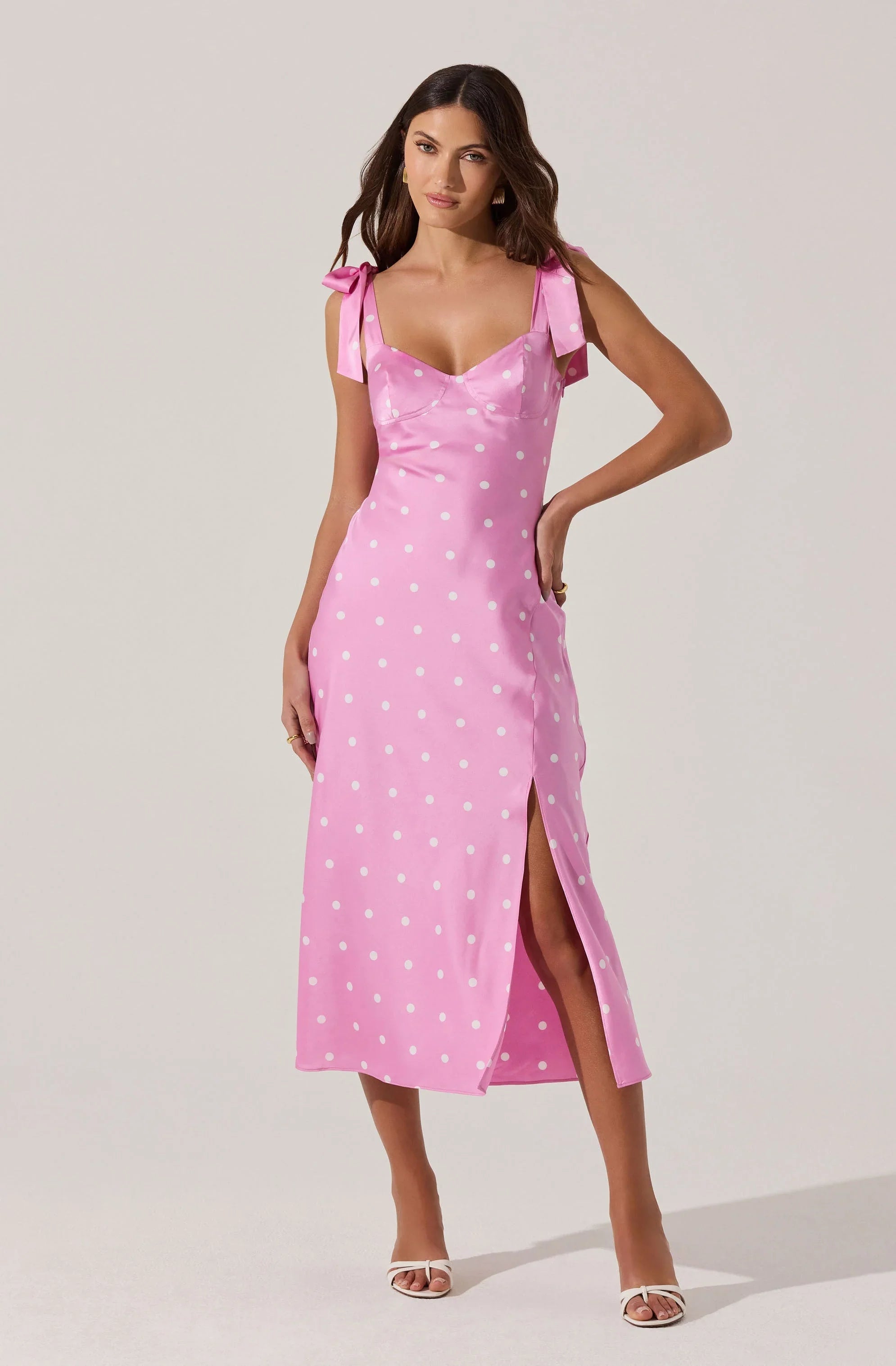 Lbruh Sweetheart Bow Strap Midi Dress