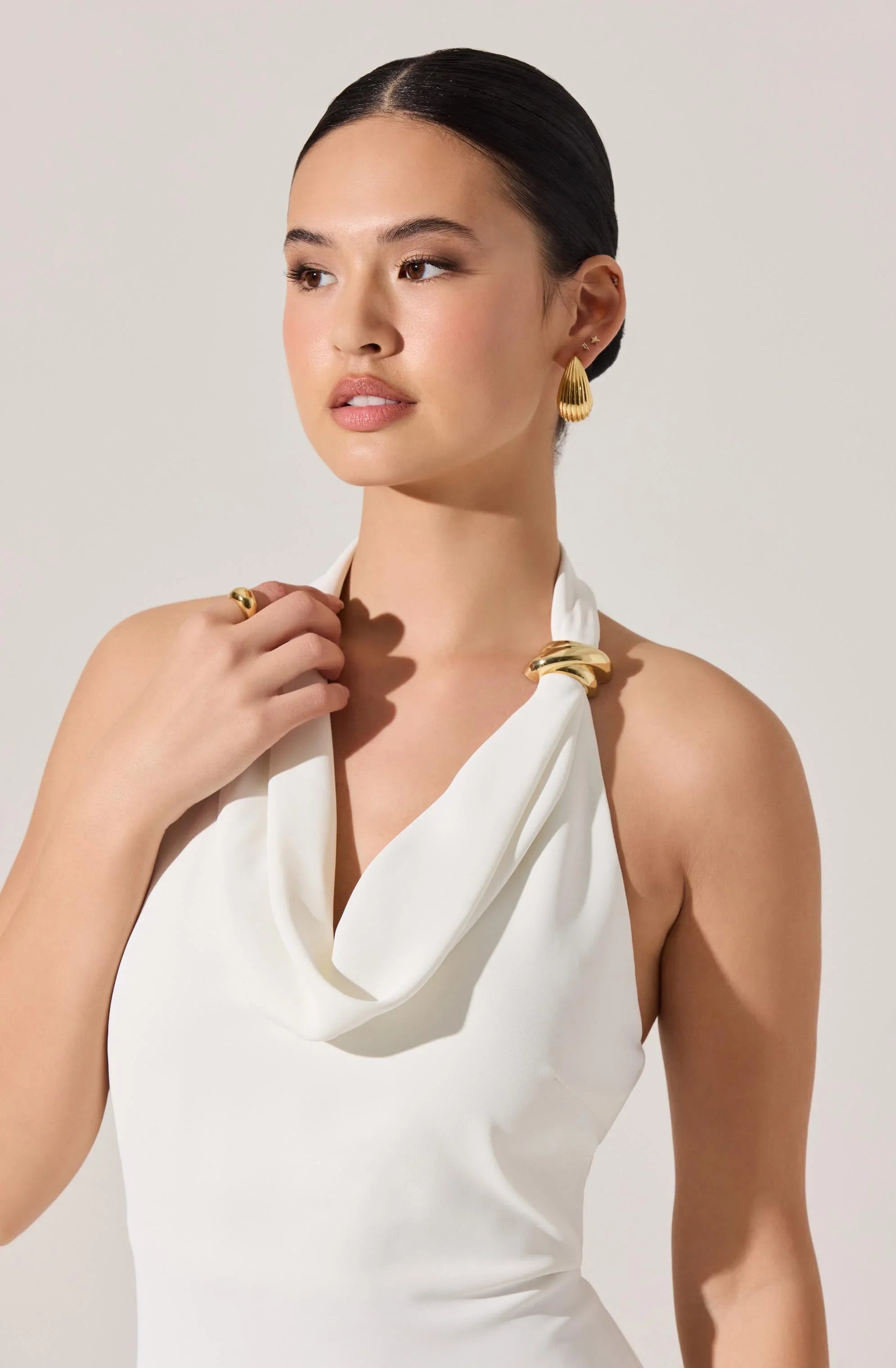 Lbruh Alanna Halter Cowl Neck Midi Dress