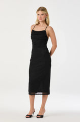 Lbruh Embellished Rhinestone Ruched Midi Dress
