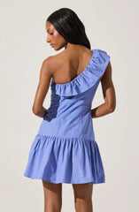 Lbruh One Shoulder Ruffle Mini Dress