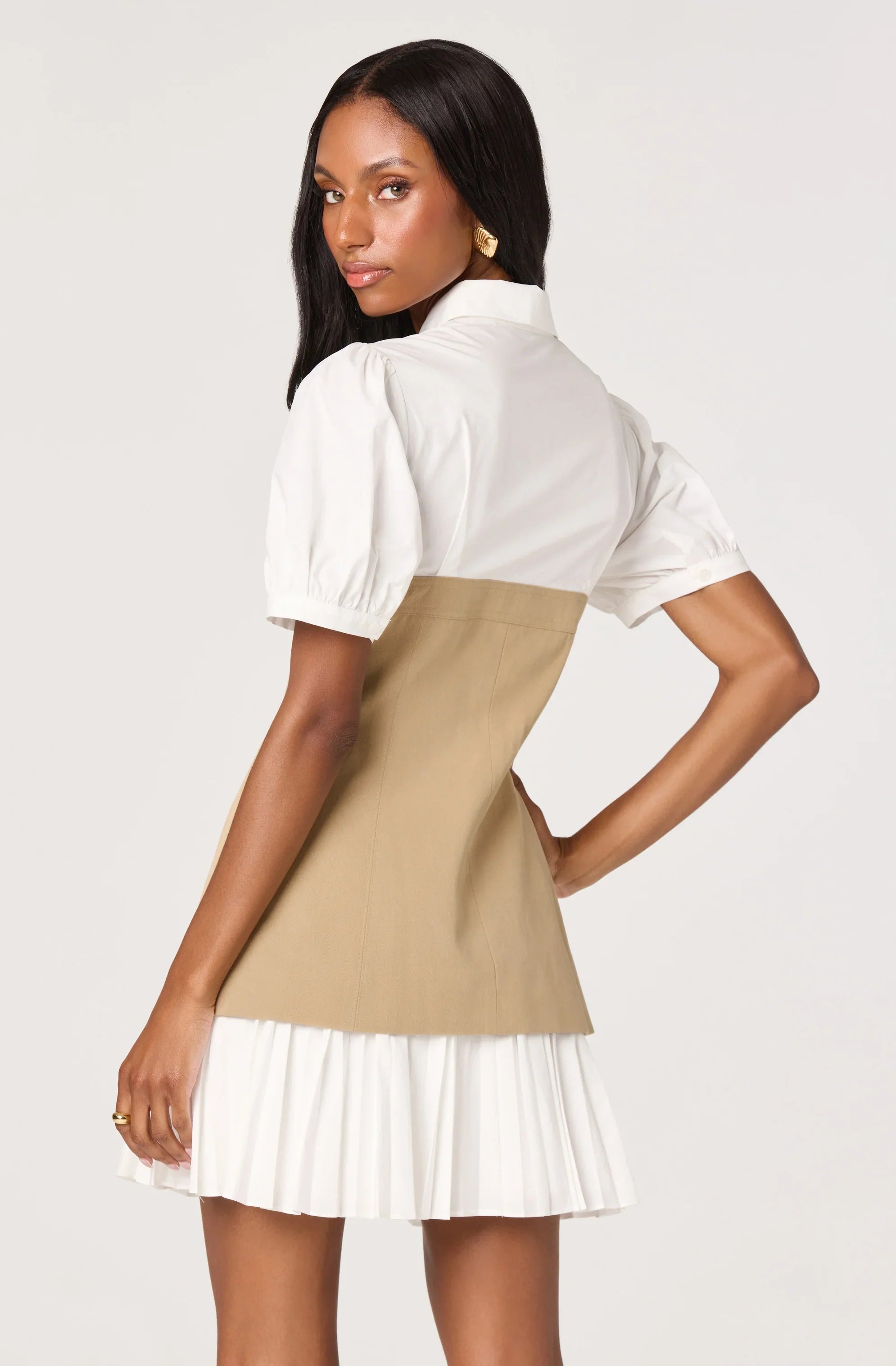 Inixyf Joseline Mixed Media Faux Layered Mini Dress