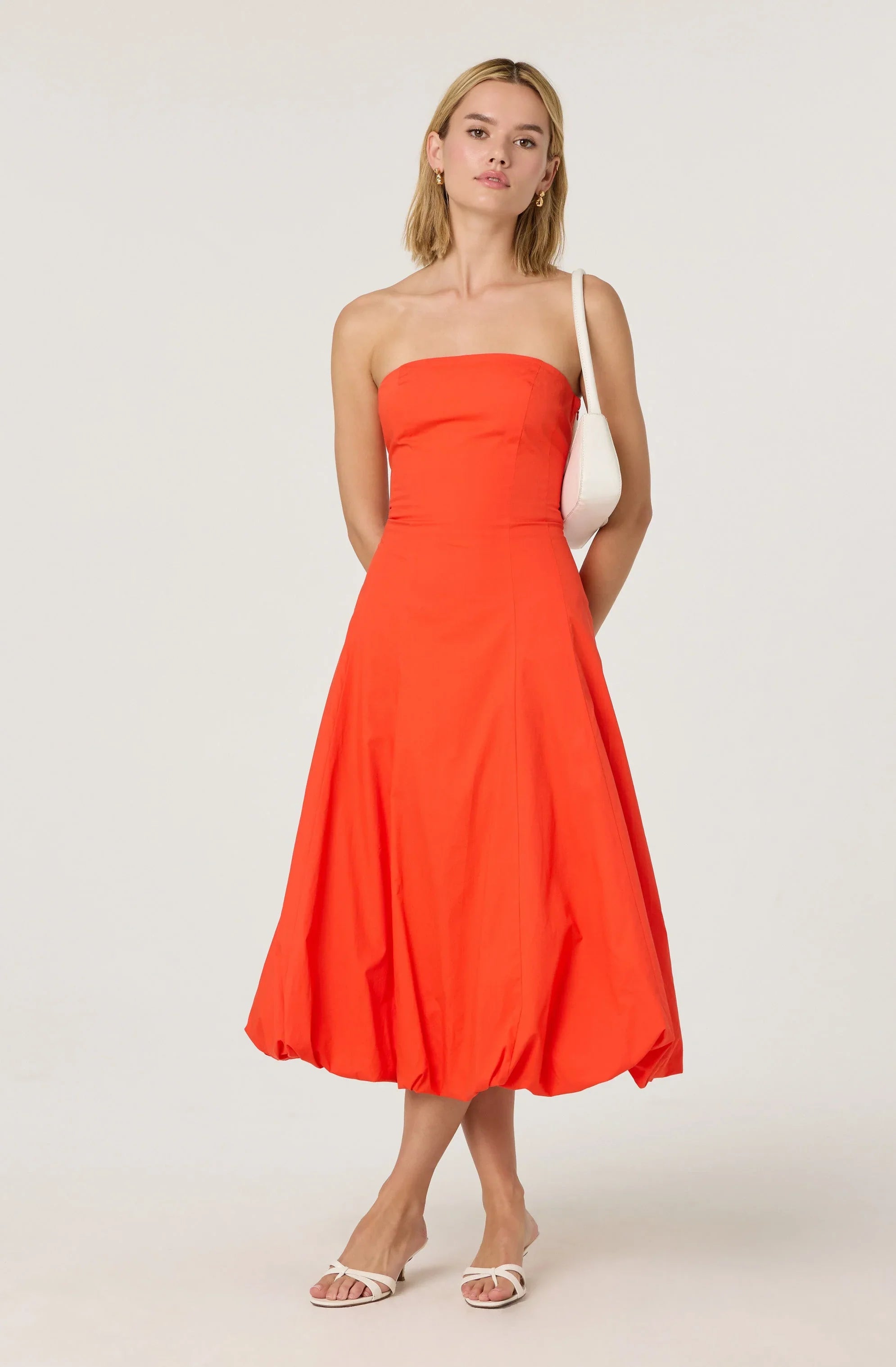 Lbruh Lace Up Strapless Bubble Dress