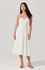Lbruh Aubrie Strapless Smocked Midi Dress