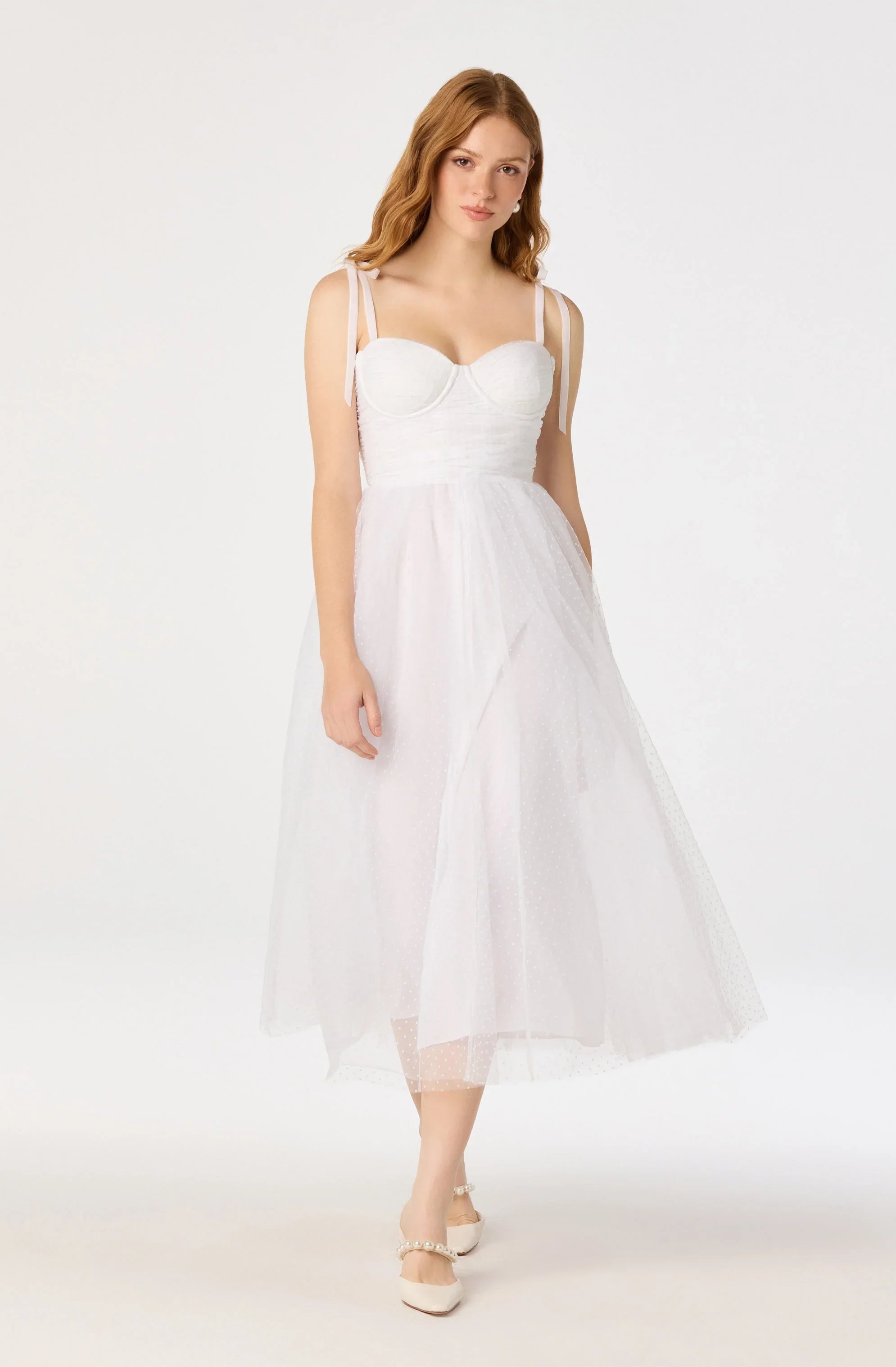 Inixyf Karyme Polka Dot Tulle Midi Dress