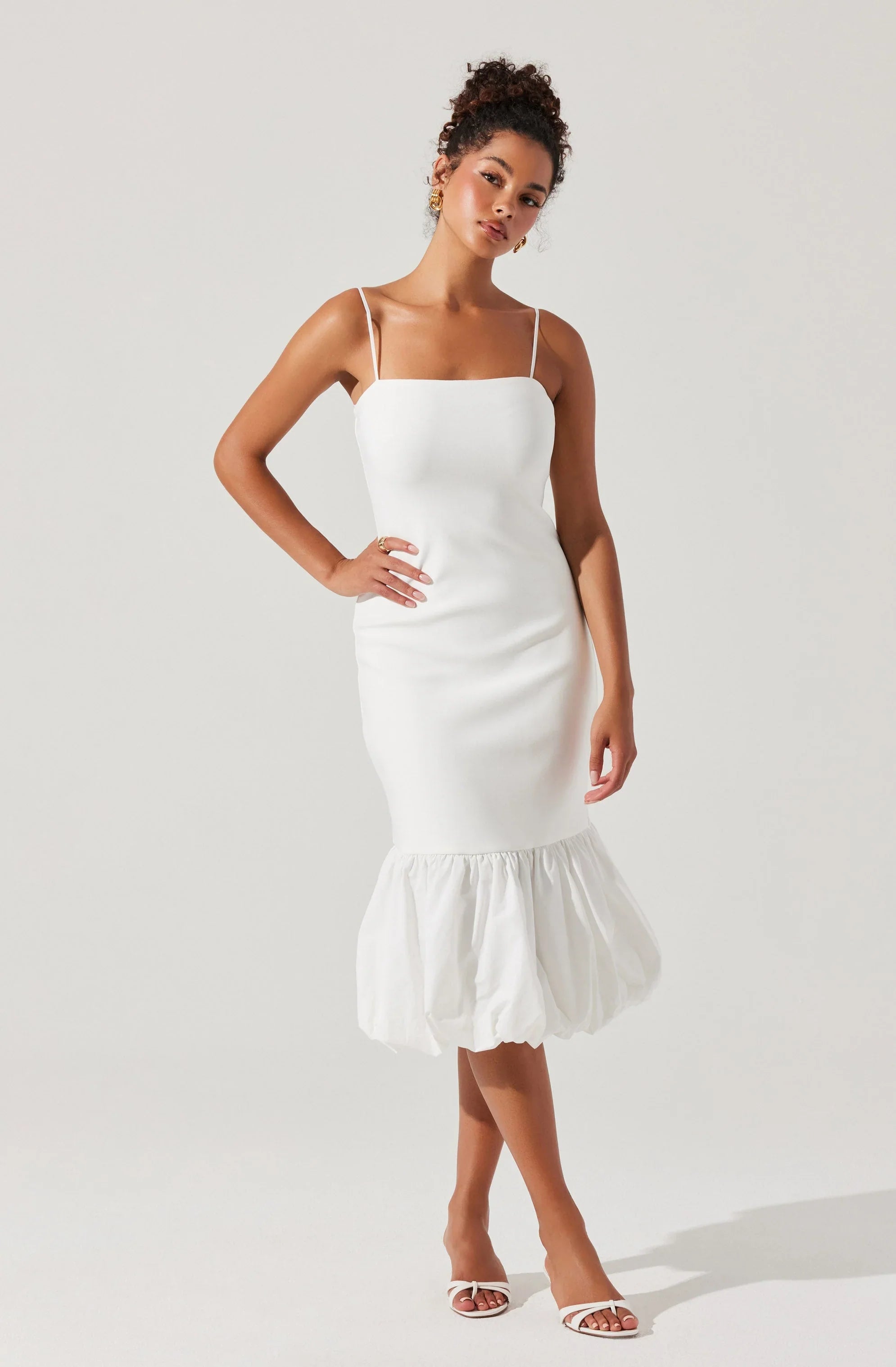 Lbruh Brittnea Bodycon Bubble Hem Midi Dress