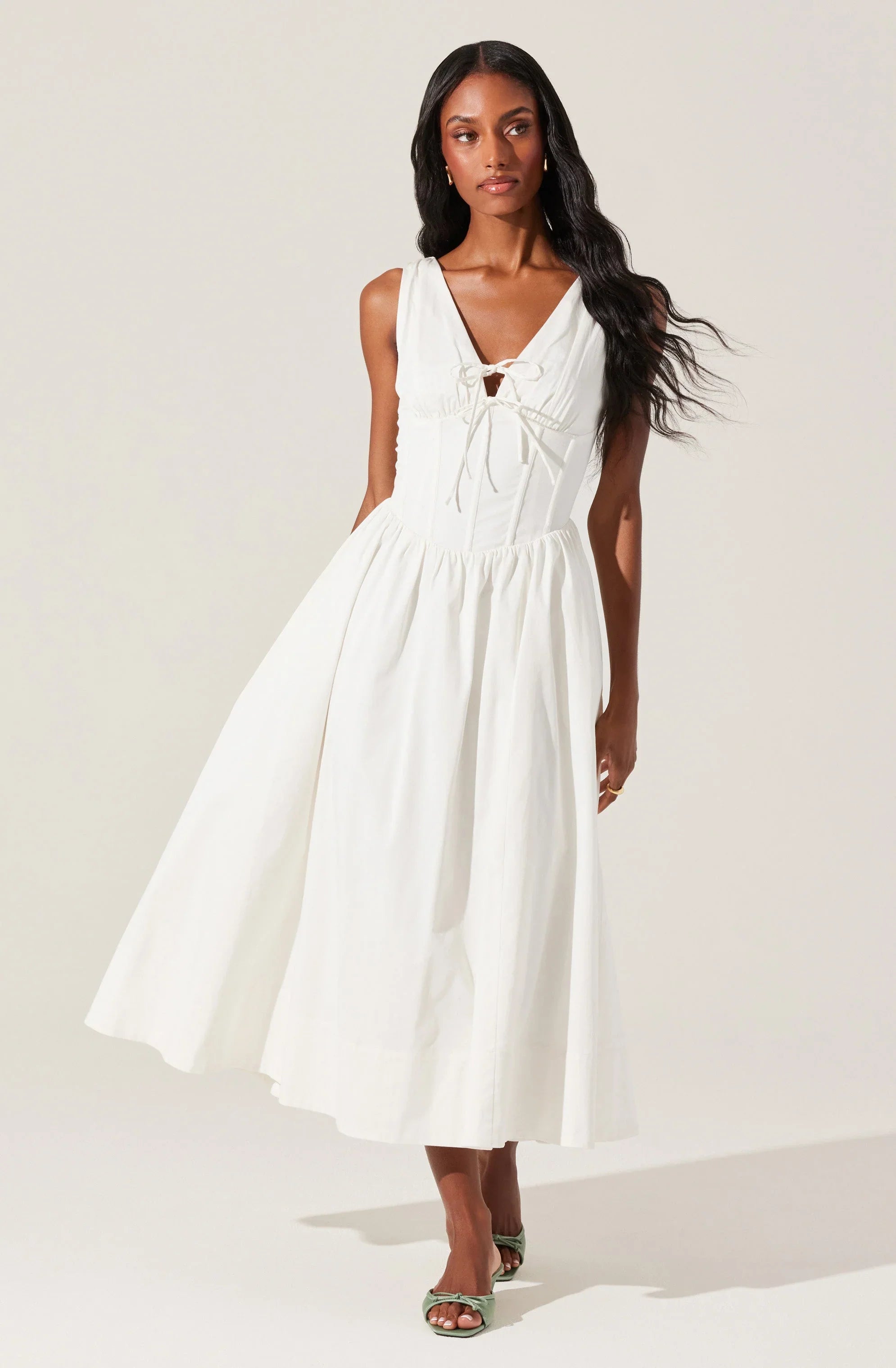 Lbruh Maili Corset Poplin Midi Dress