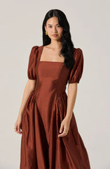 Lbruh Keairra Puff Sleeve Midi Dress