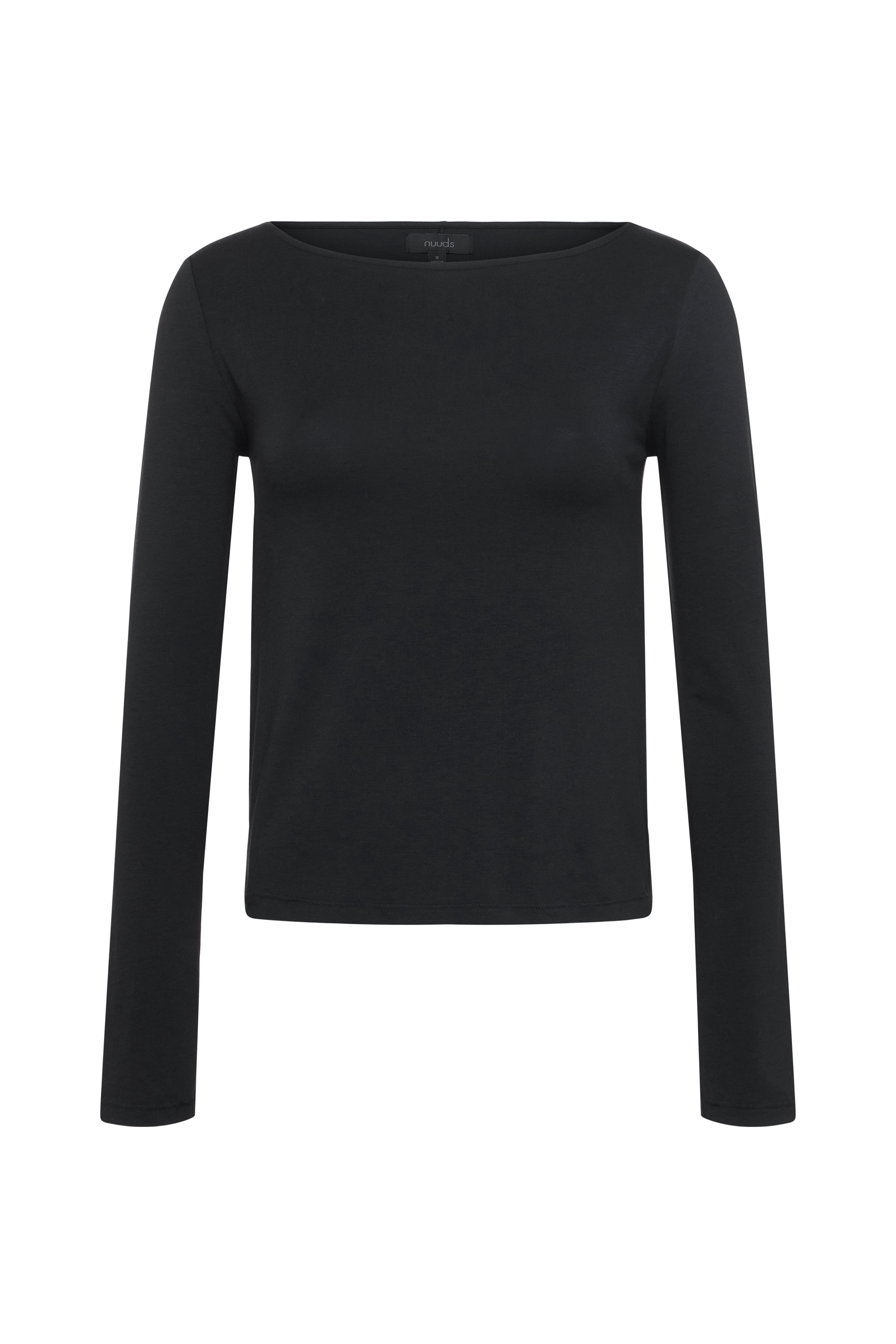 Slinky Jersey Boat Neck Long Sleeve Shirt | Black