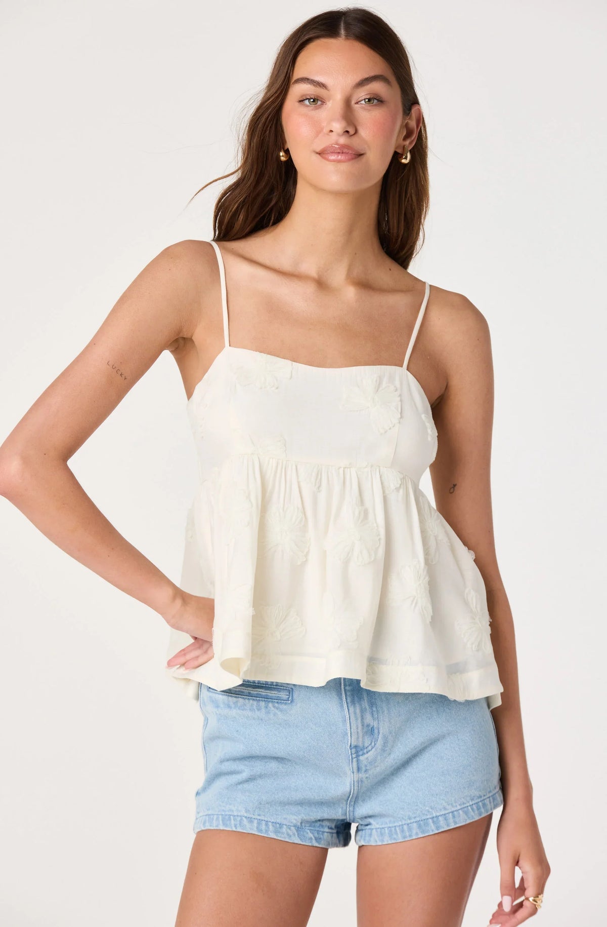 Inixyf Zoe Floral Applique Babydoll Top