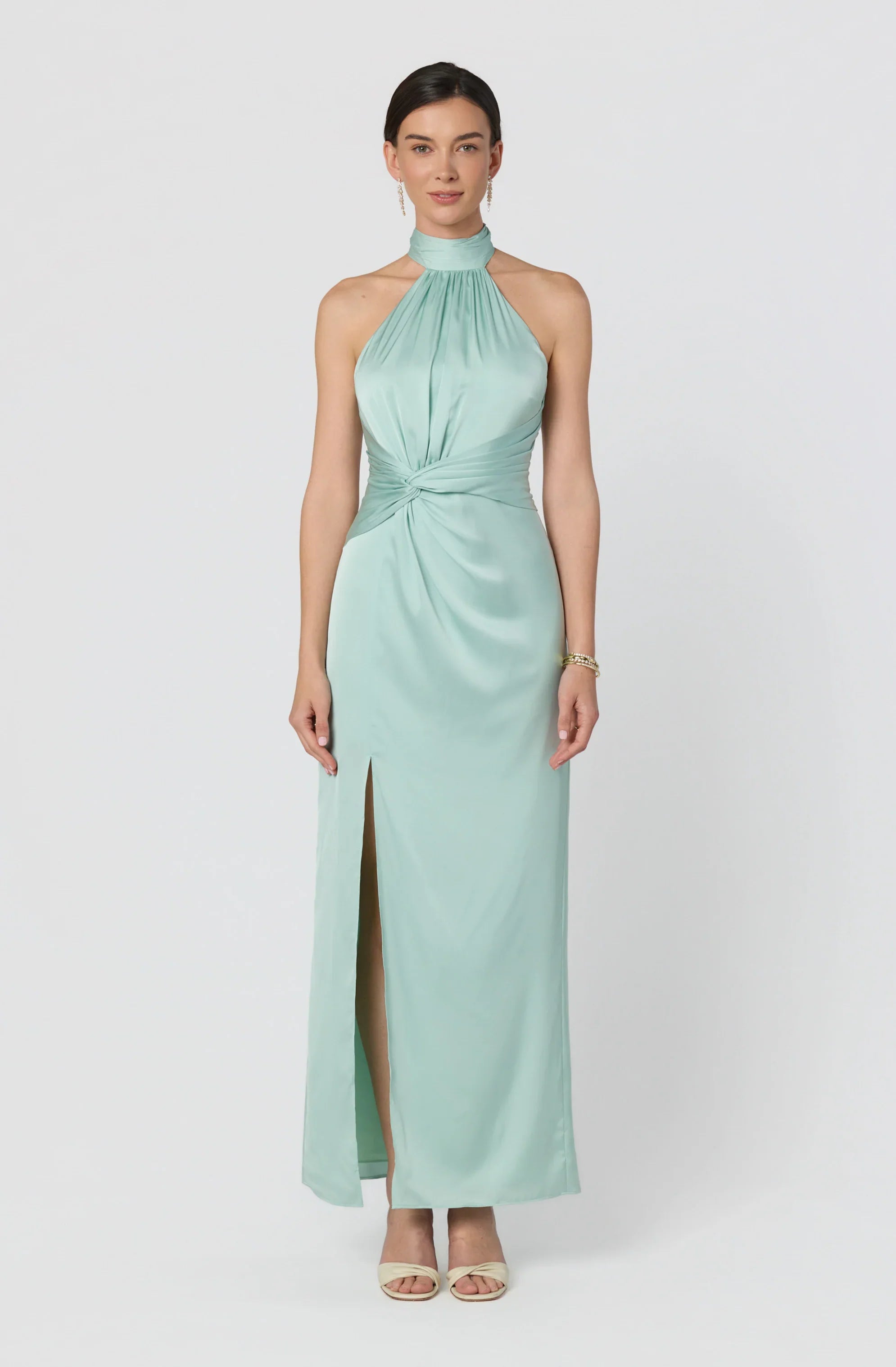 Inixyf Aspen Twist Front Halter Maxi Dress