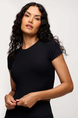 Sporty Rib Bra Tee | Black