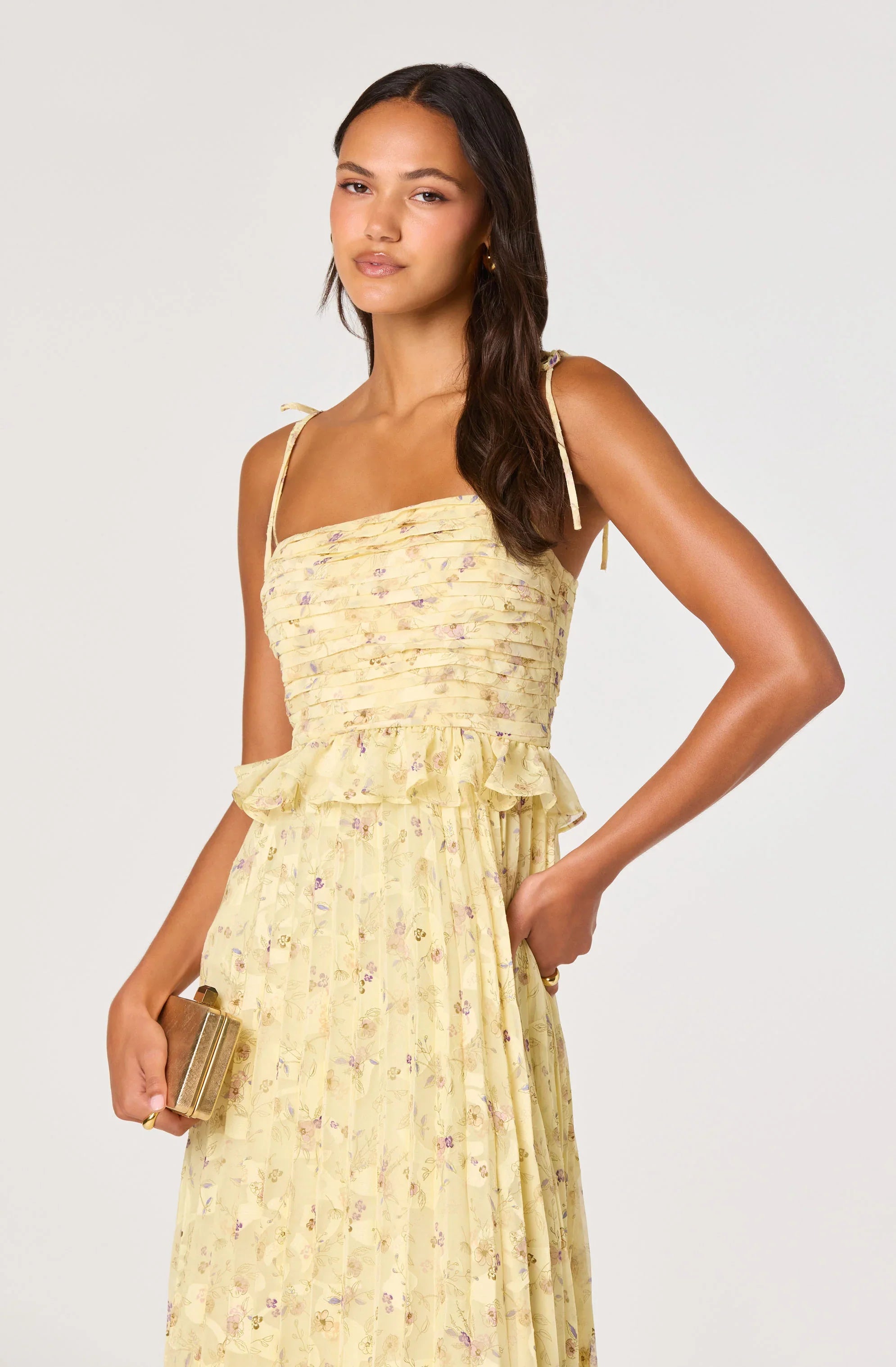 Inixyf Emerys Pleated Floral Midi Dress