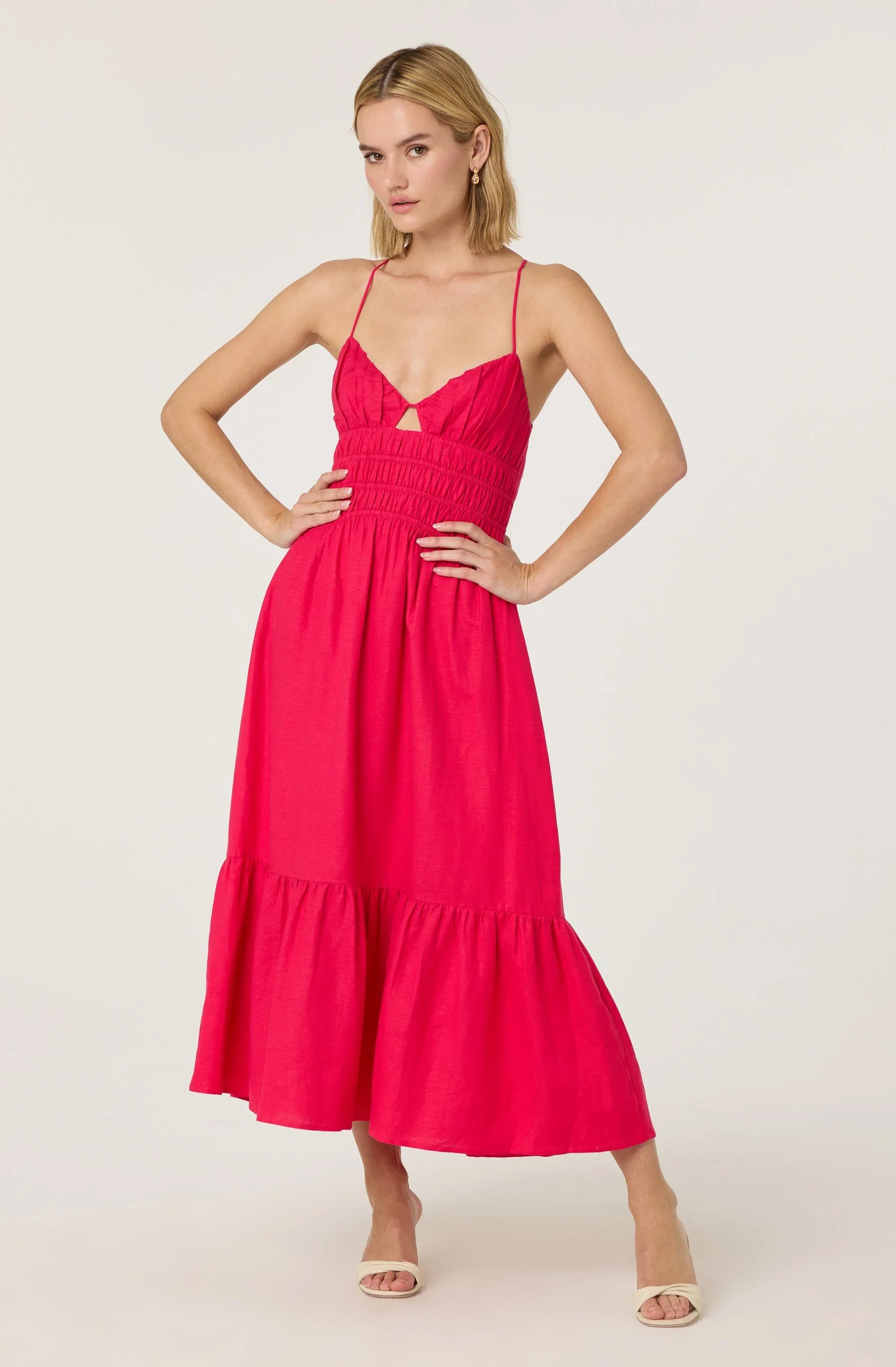 Lbruh Eleni Linen-Blend Midi Dress