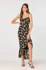 Lbruh Brisbane Asymmetrical Floral Midi Dress