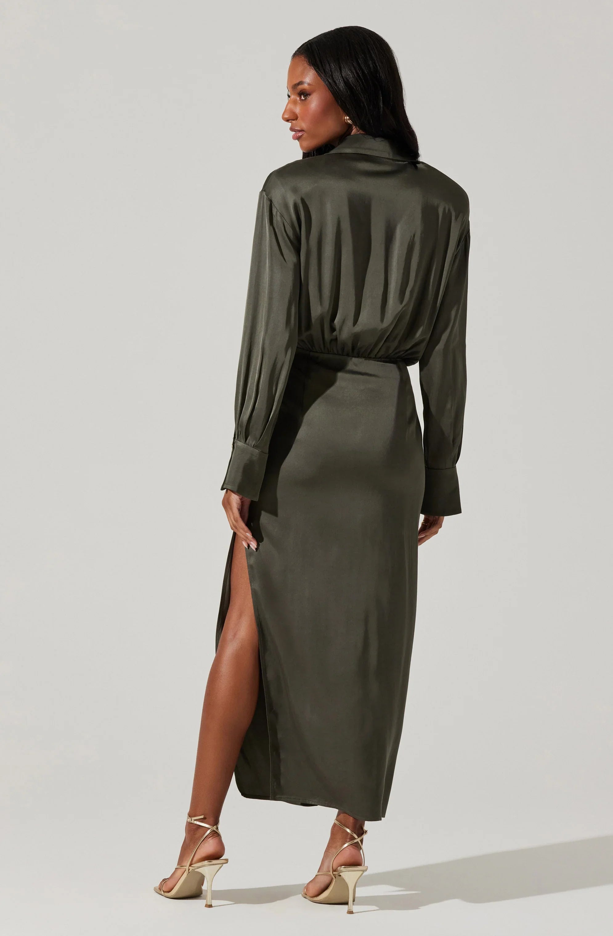 Lbruh Elizabello Satin Midi Shirt Dress