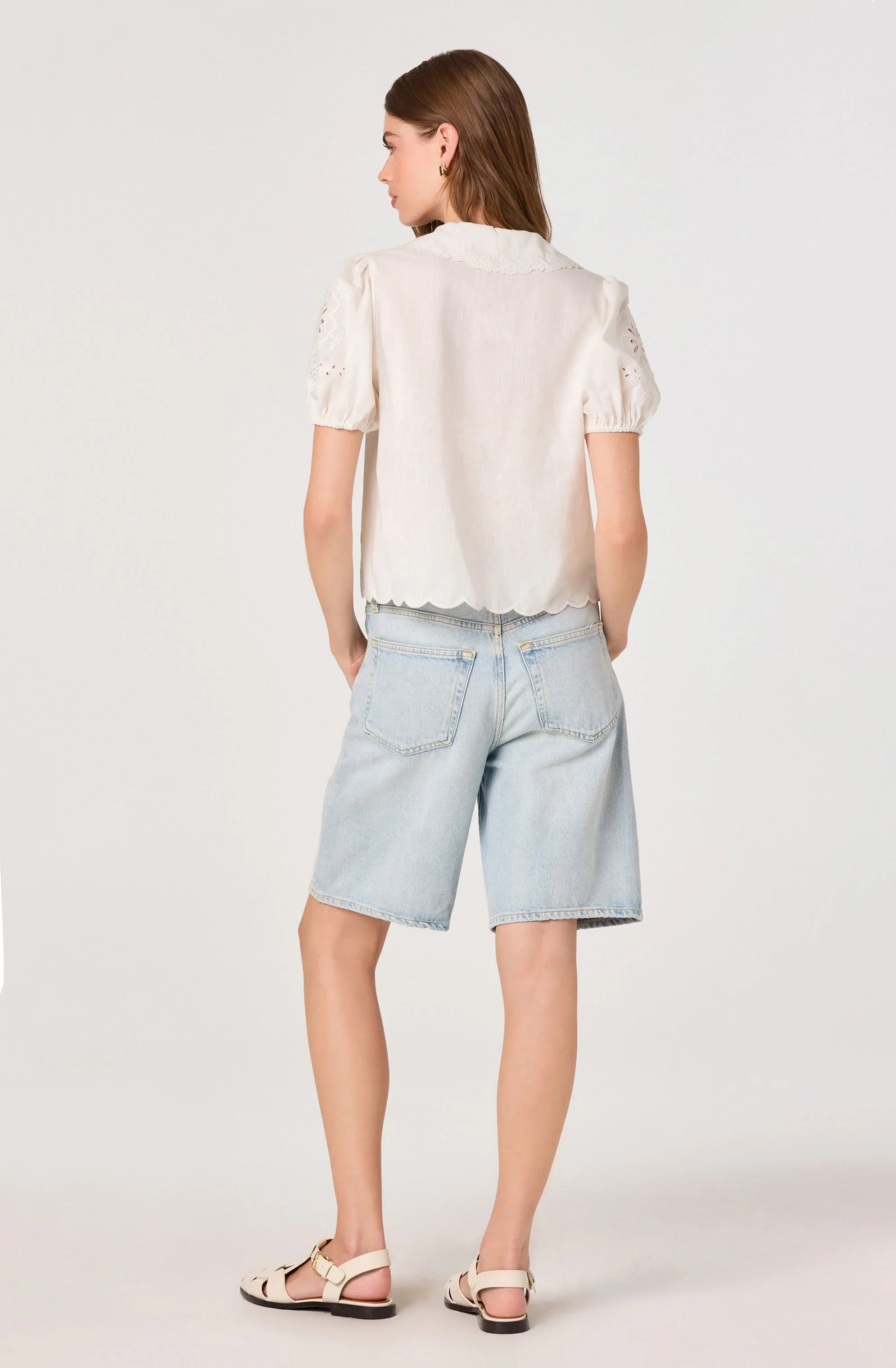 Inixyf Eider Embroidered Cutwork Tie-Front Top