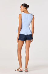 Inixyf Kalish Shoulder Tie Peplum Top