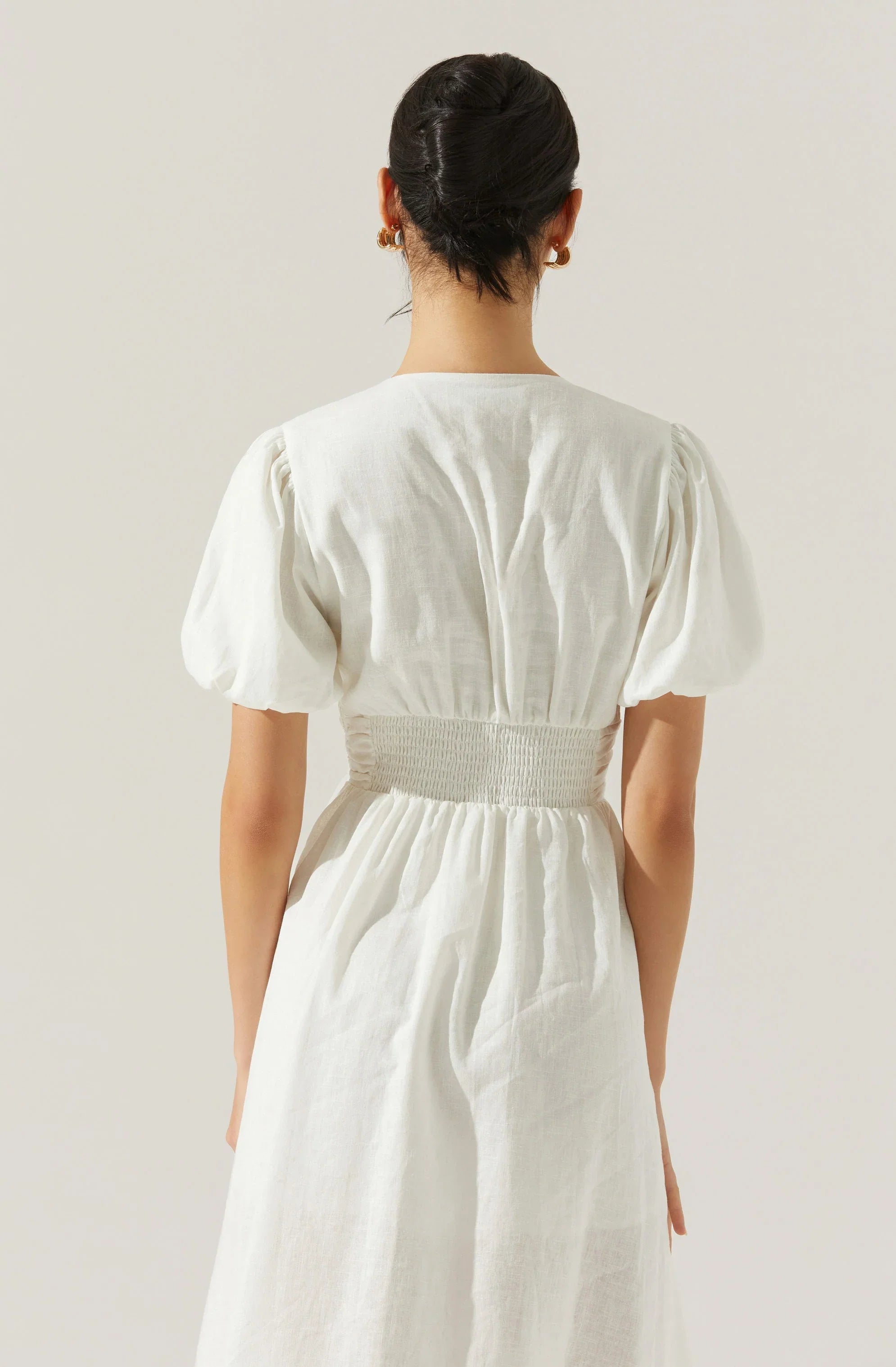 Lbruh Citrine Linen Bow Front Midi Dress