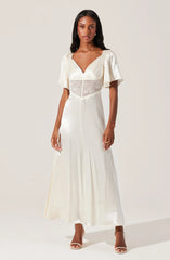 Lbruh Aurelia Satin V-Neck Midi Dress