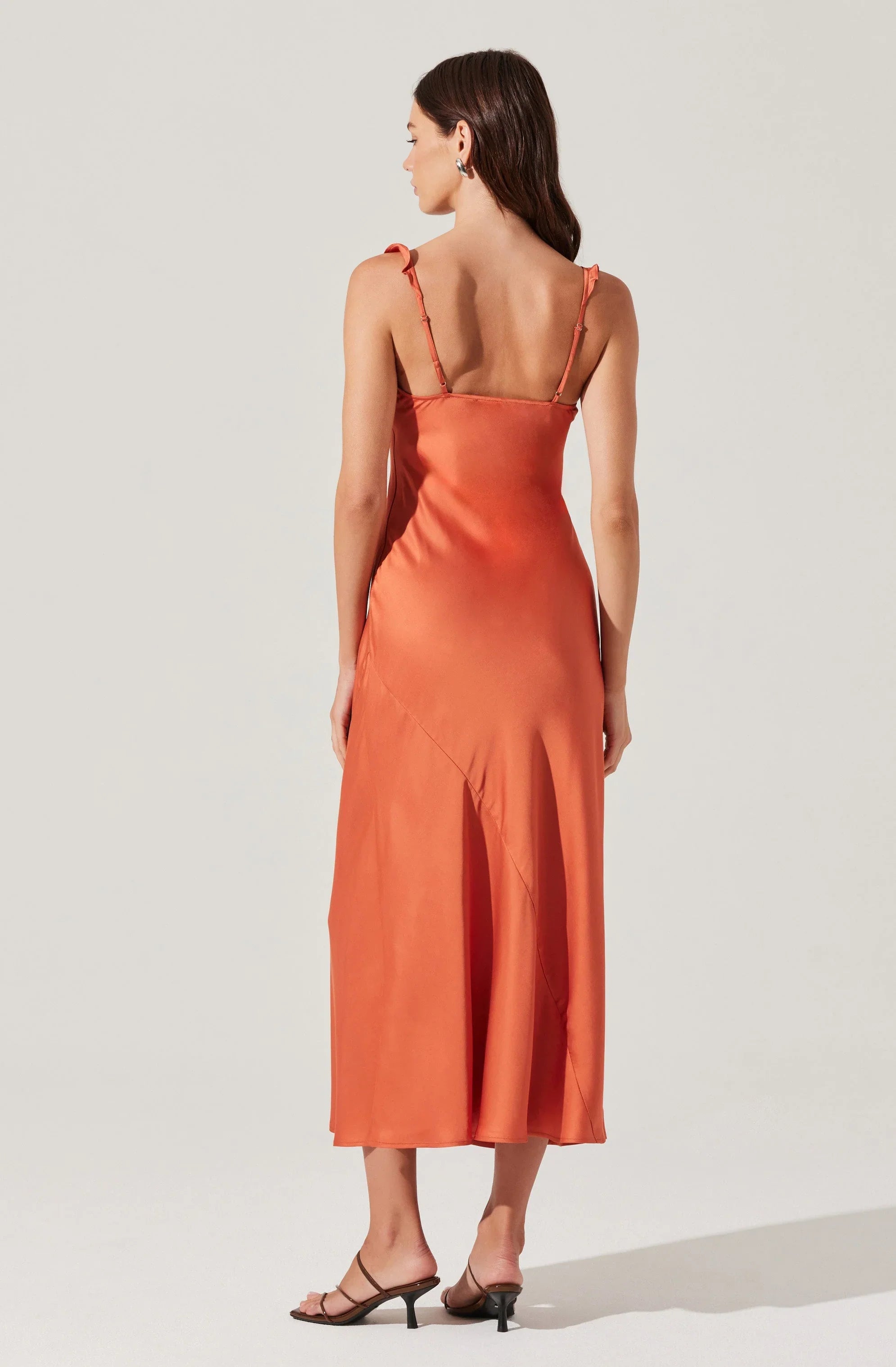 Lbruh Zoie Satin Ruffle Midi Dress