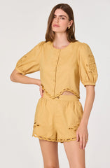 Inixyf Joellyn Embroidered Puff Sleeve Top