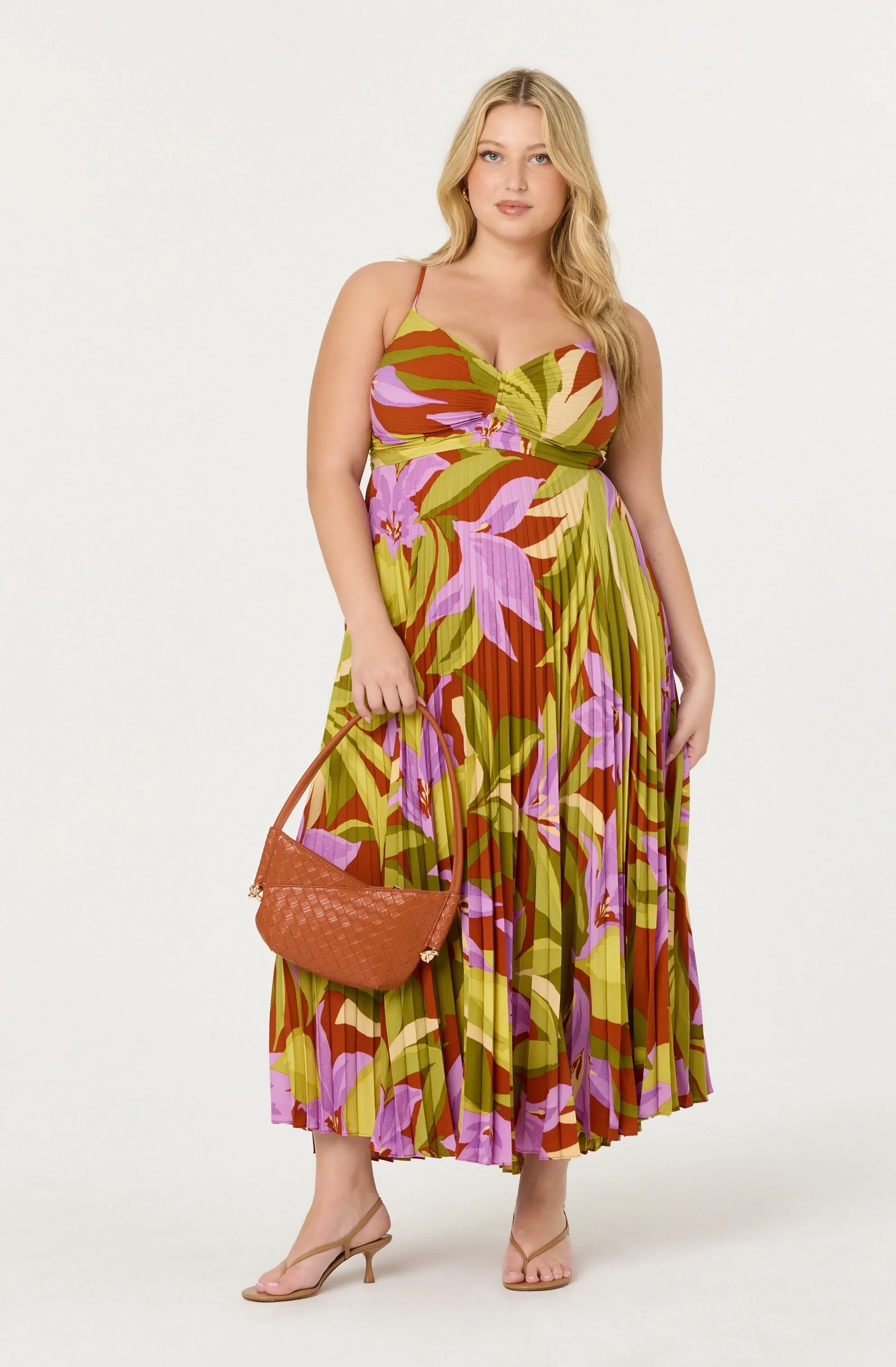 Inixyf Blythe Floral Plisse Midi Dress