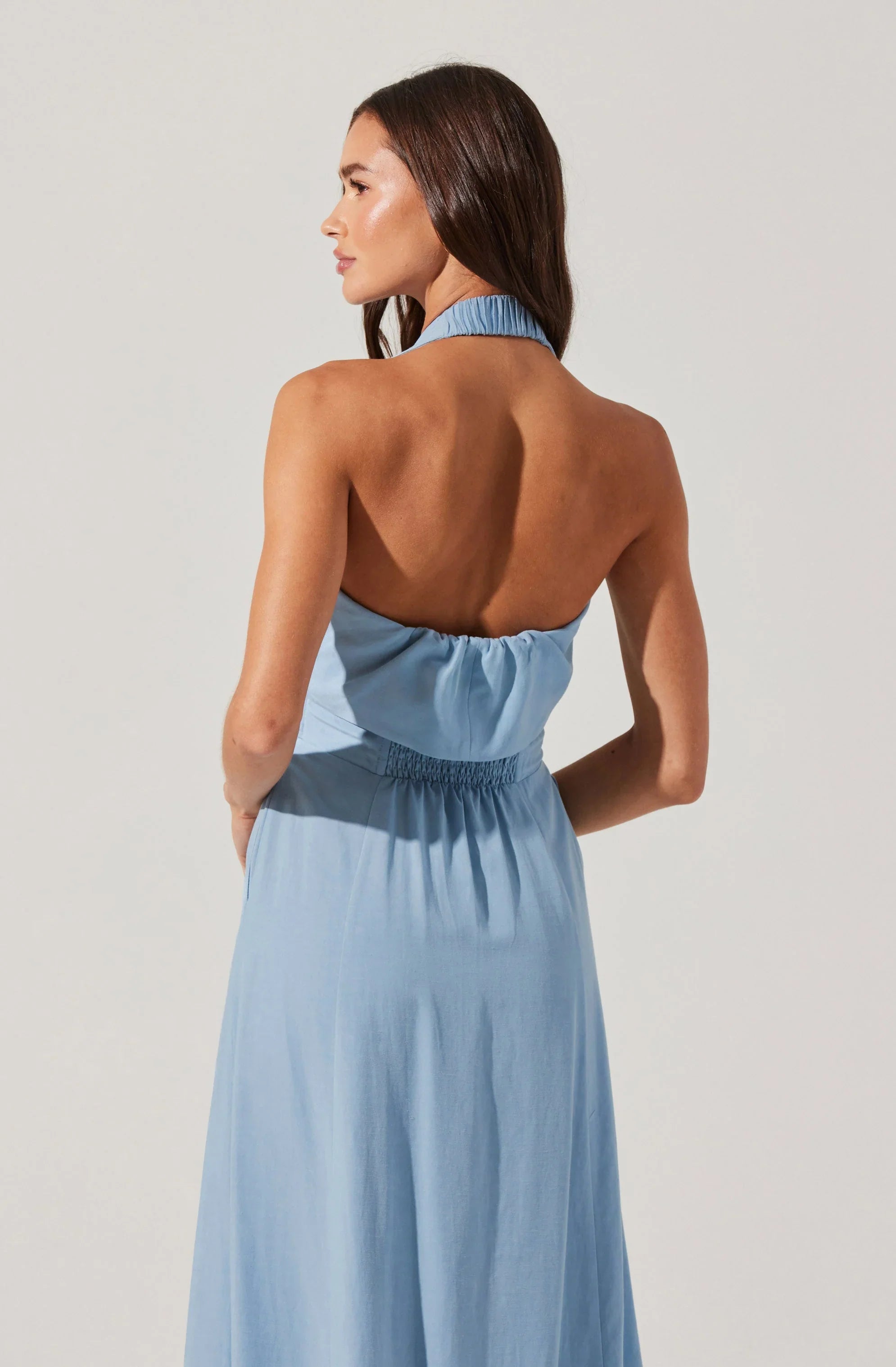 Lbruh Katherine Linen-Blend Halter Midi Dress