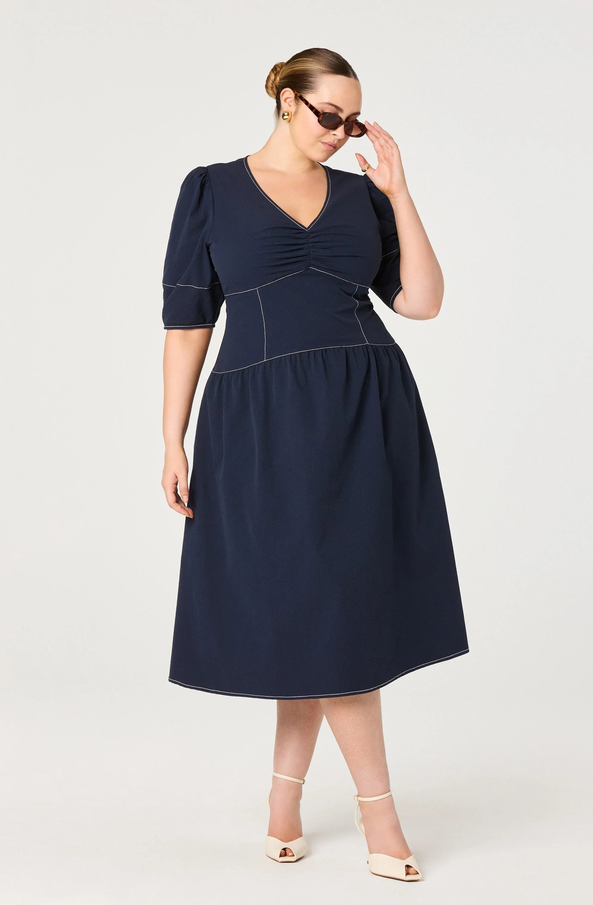 Lbruh Samarra Contrast Stitch Midi Dress
