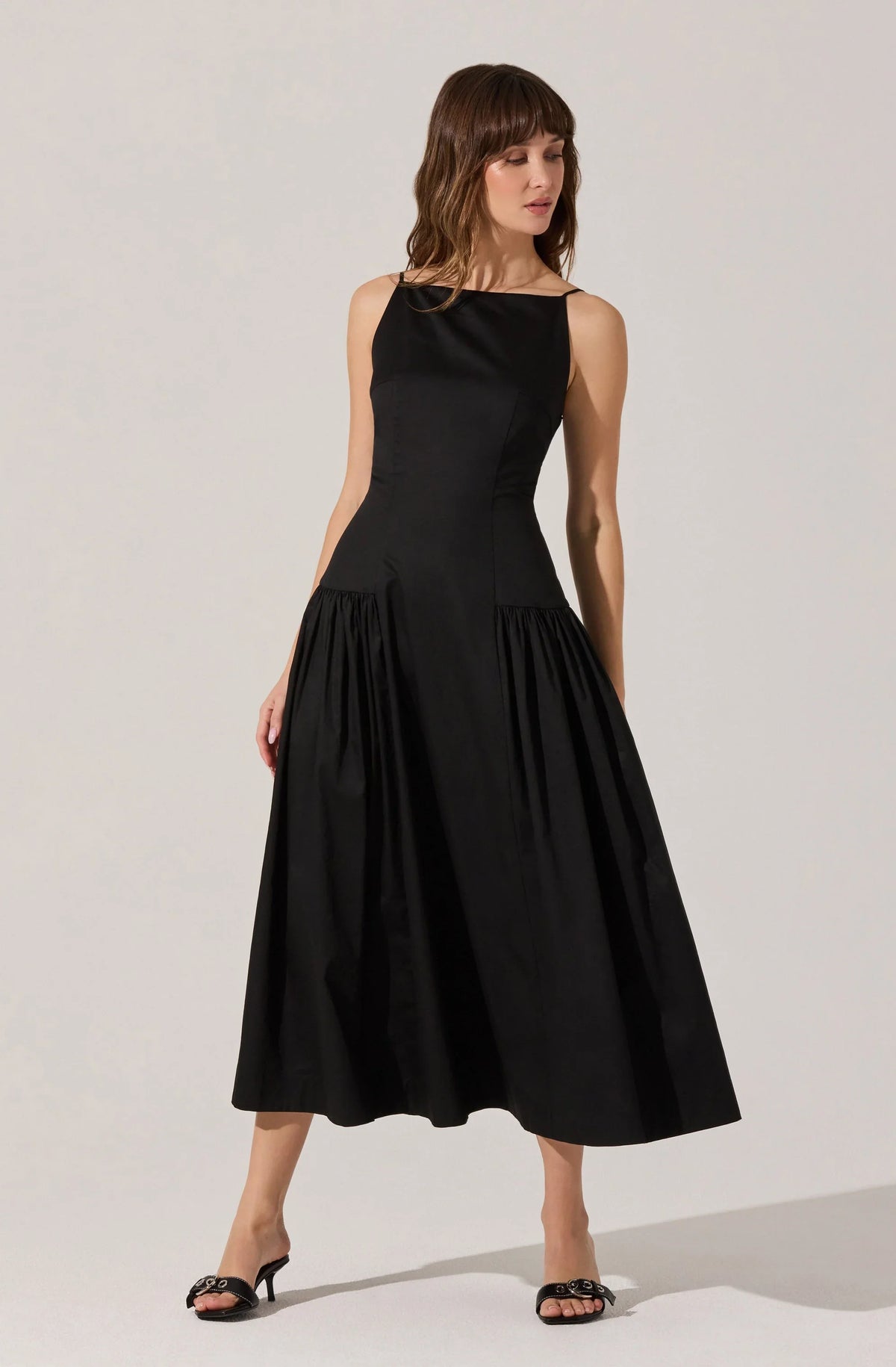 Lbruh High Square Neck Midi Dress