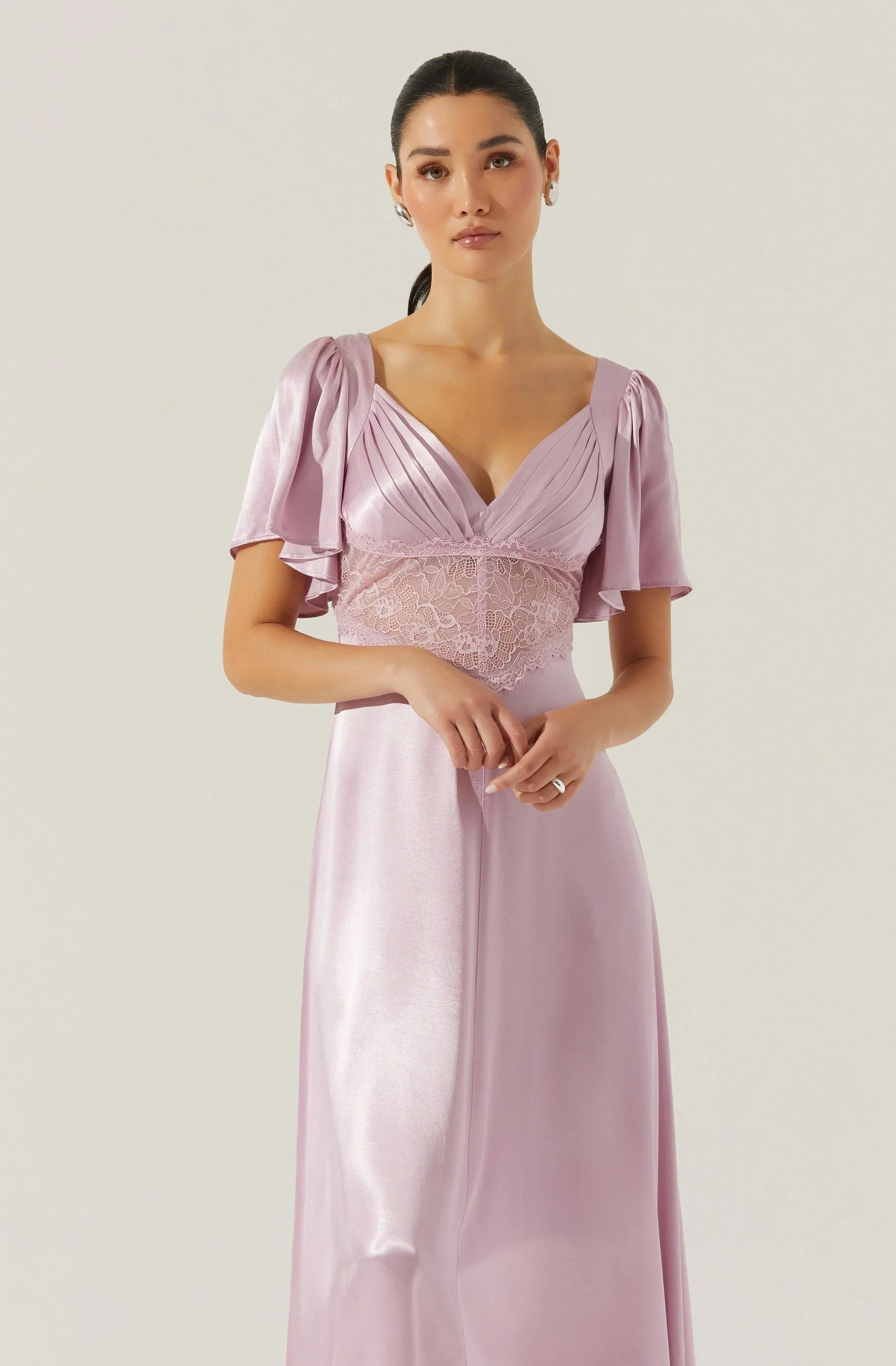 Lbruh Aurelia Satin V-Neck Midi Dress