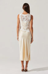 Lbruh Martina Crochet-Layered Satin Dress