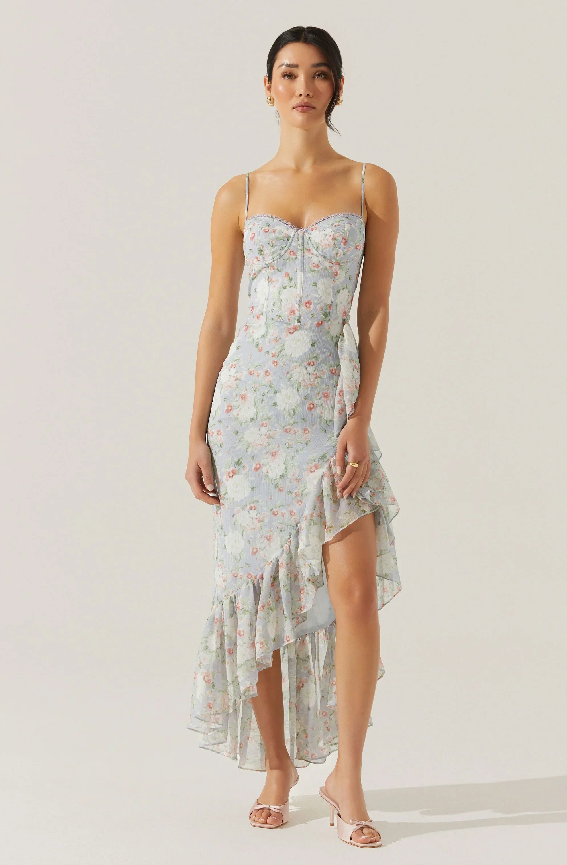 Lbruh Brisbane Asymmetrical Floral Midi Dress